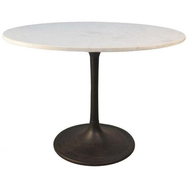 Carolina Living 40" Zaha Round Marble Top Dining Table Black/White: Pedestal Base, Seats 4