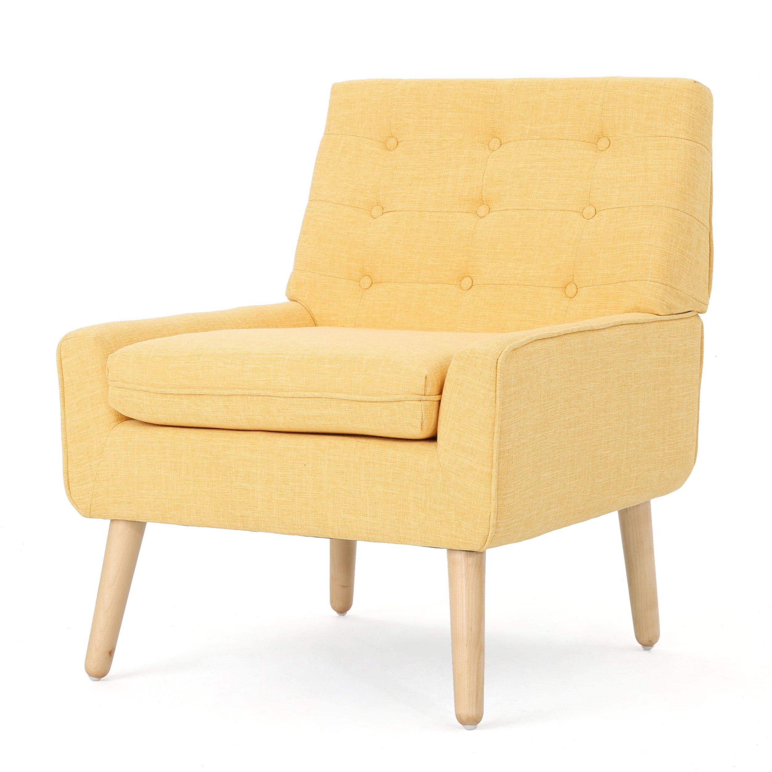 Christopher Knight Home Eilidh Mid Century Tufted Accent Chair Muted Yellow: Polyester Upholstery, Hardwood Frame