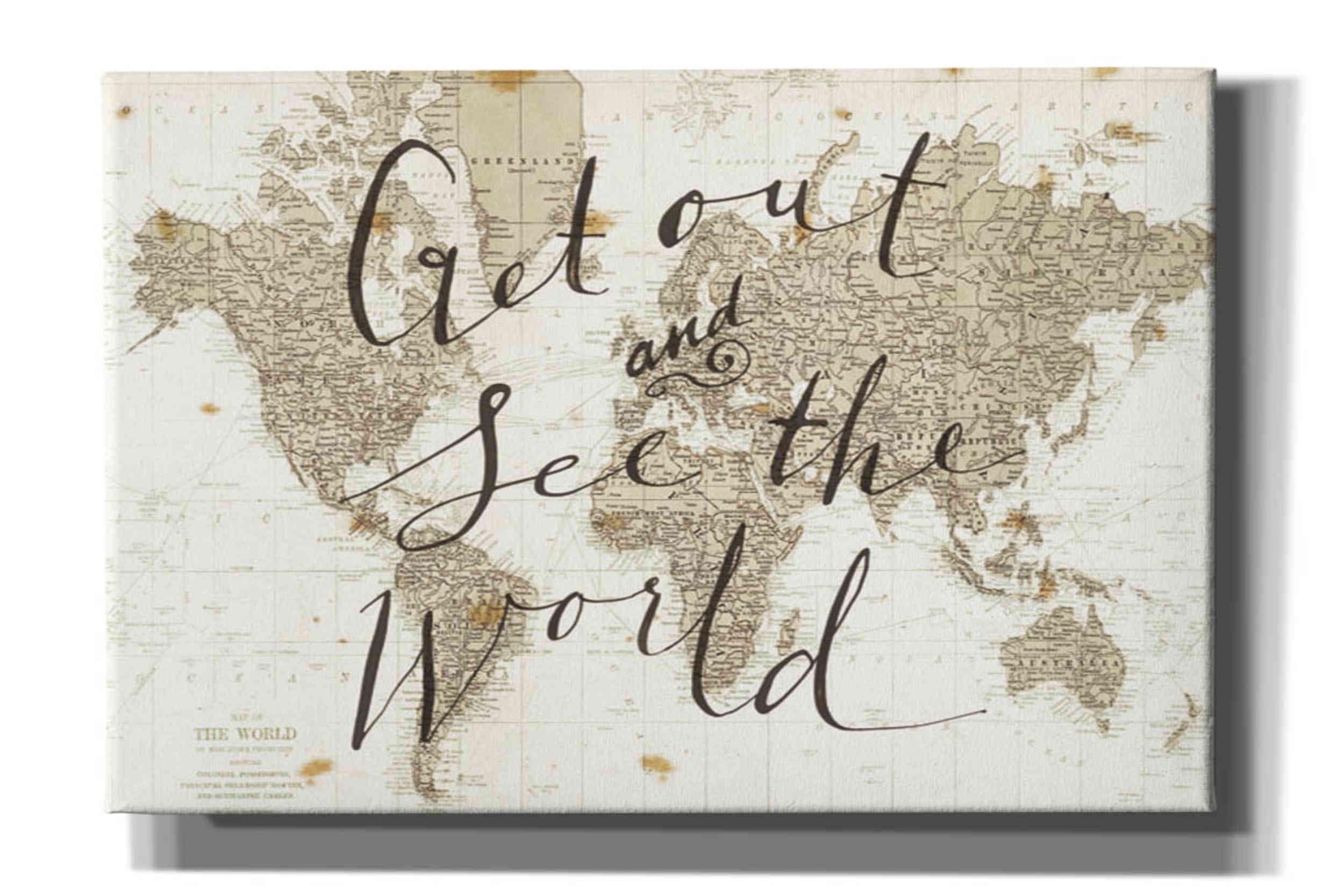 Get Out and See the World Beige Canvas Wall Art