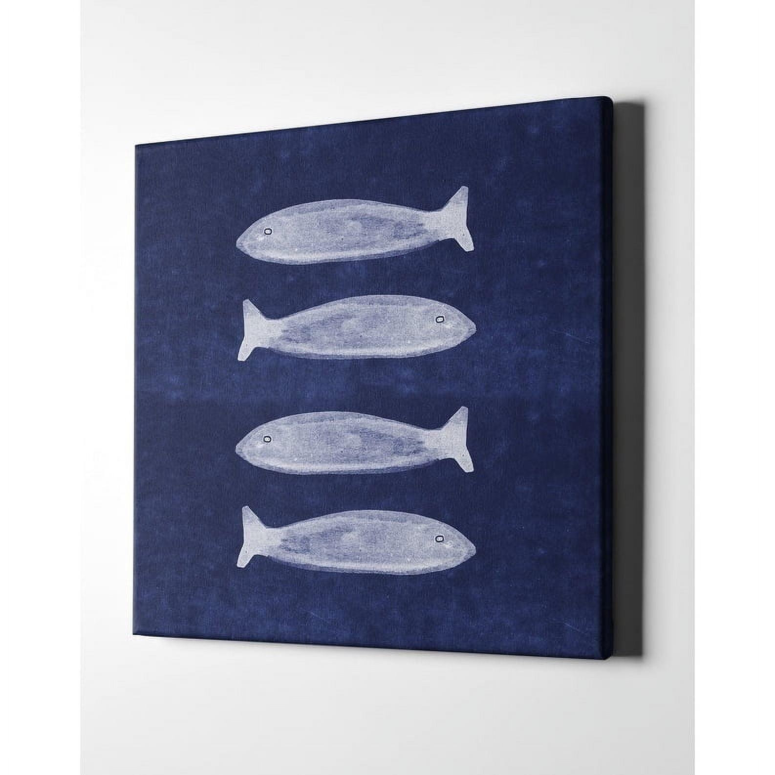 Epic Graffiti  "Indigo Fish" by Linda Woods, Giclee Canvas Wall Art 26"x26"