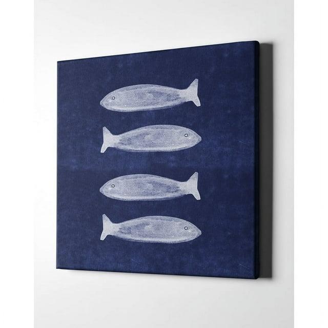 Epic Graffiti  "Indigo Fish" by Linda Woods, Giclee Canvas Wall Art 26"x26"