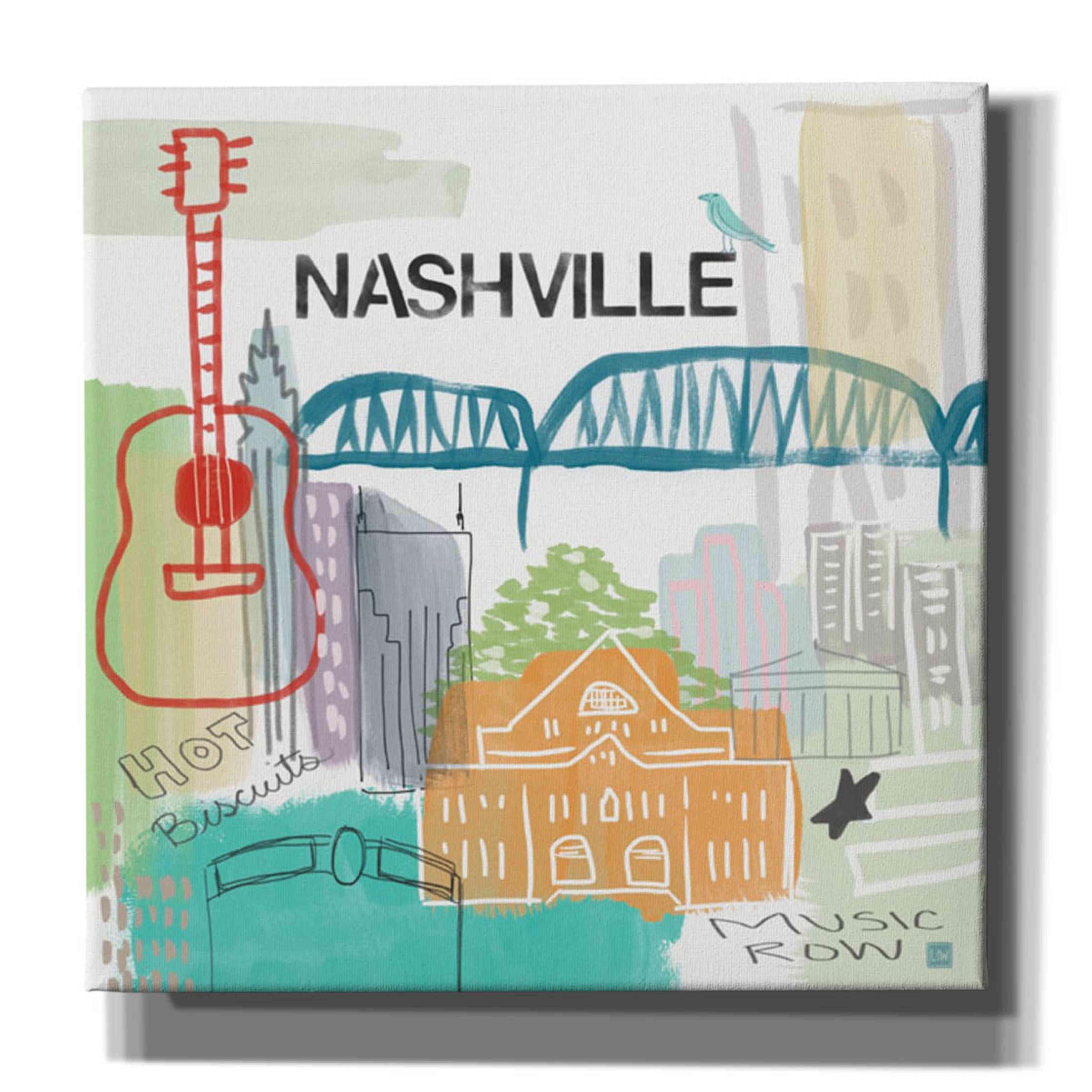 Epic Art 'Nashville' by Linda Woods, Acrylic Glass Wall Art, 12"x12"