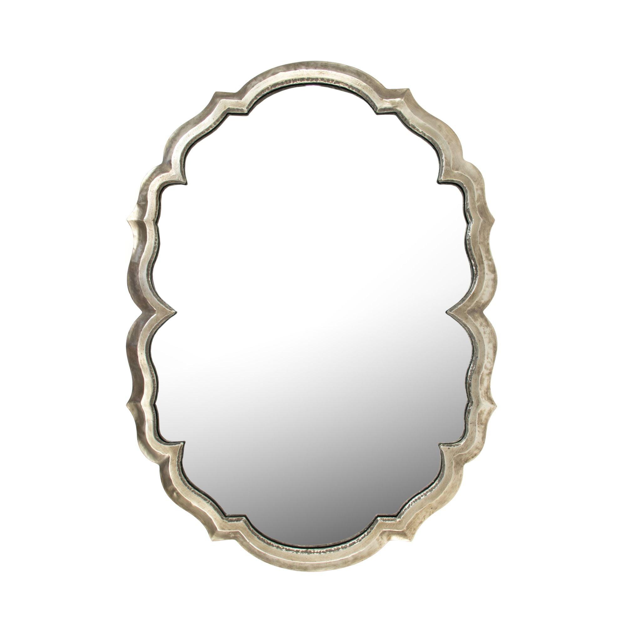 Epine Distressed Silver Oval Wood Wall Mirror