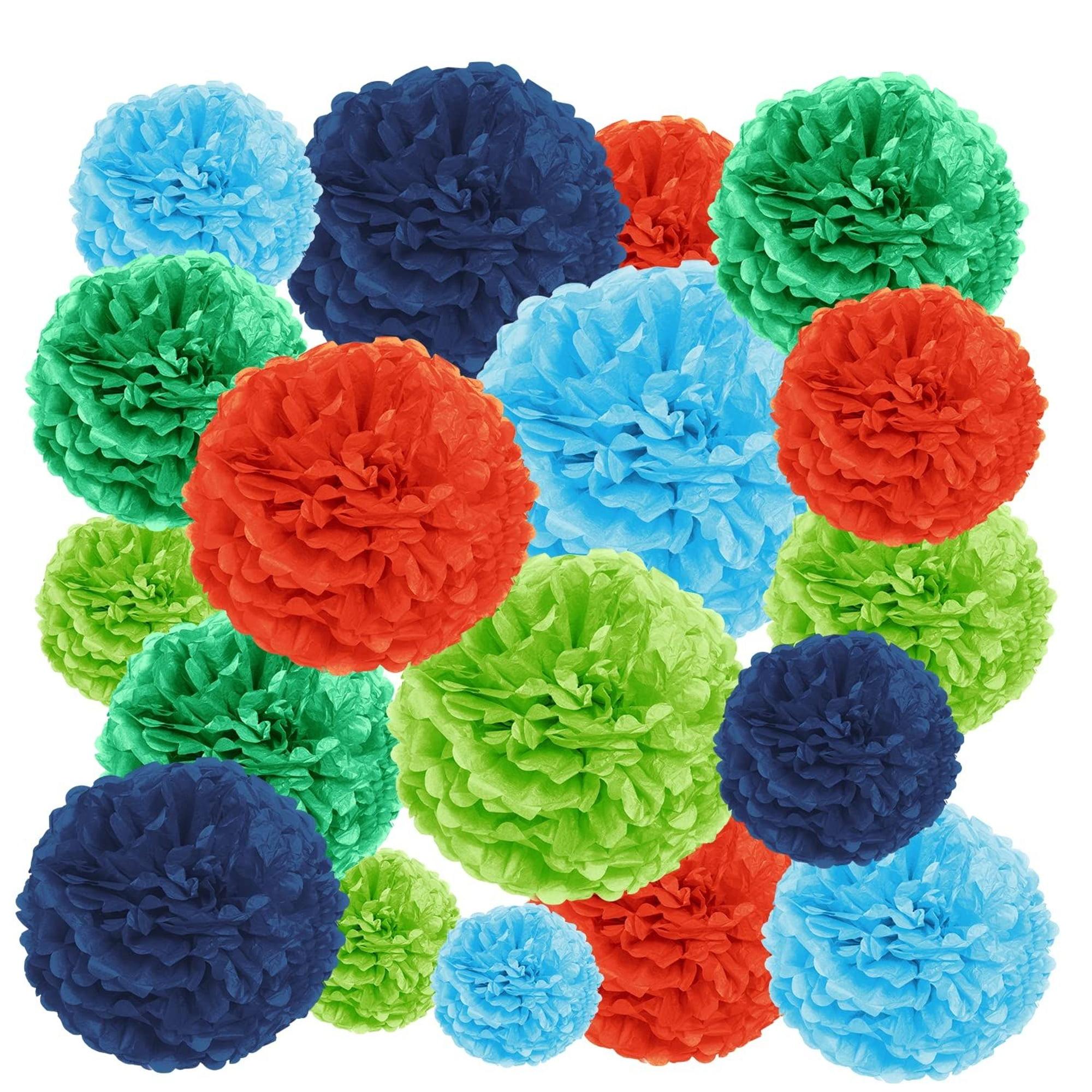 20-Piece Multicolor Tissue Paper Pom Poms Party Decoration Kit