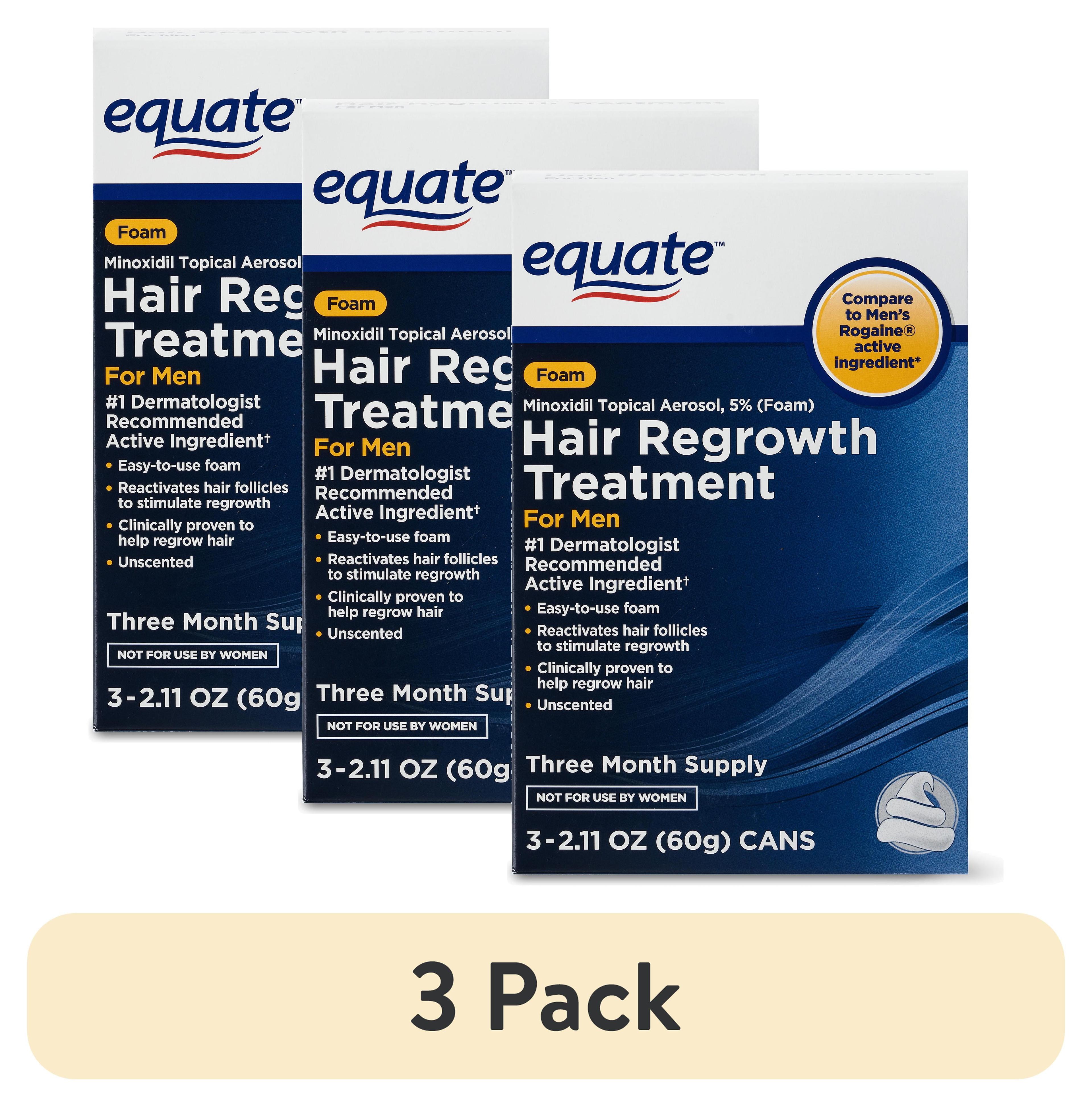Equate Minoxidil Topical Aerosol Hair Regrowth Treatment for Men, 3-Month Supply, 2.11 oz, 3 Pack