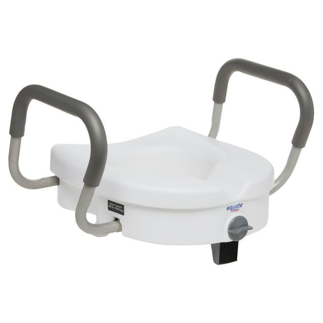 Equate Raised Toilet Seat with Handles, 5" Seat Riser with Arms, Fits Most Toilets, 350 lb Capacity