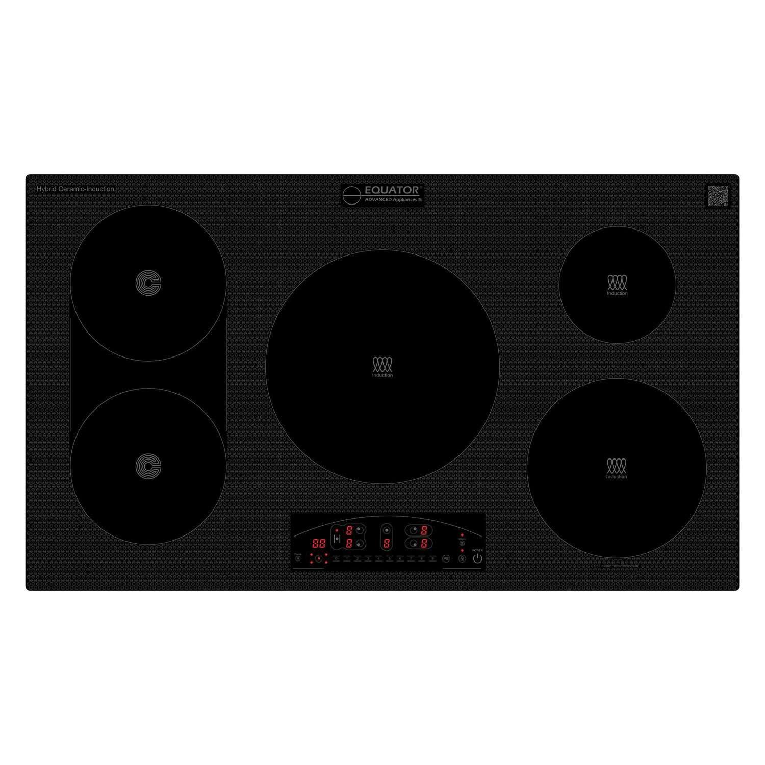 Equator Design 36" Electric Hybrid CERAMIC-INDUCTION 5 Burner Cooktop 220V