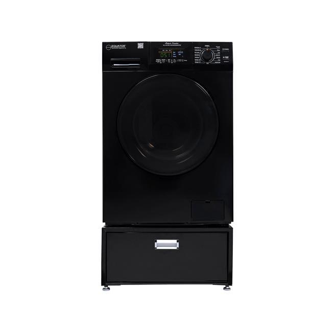 Equator Advanced Appliances All-in-one Washer Dryer Ventless FULLY BUILTIN 0-CLEARANCE 1.62cf/15lbs 110V 1400RPM with Pedestal EZ 4700 C + PDL 4455 Black