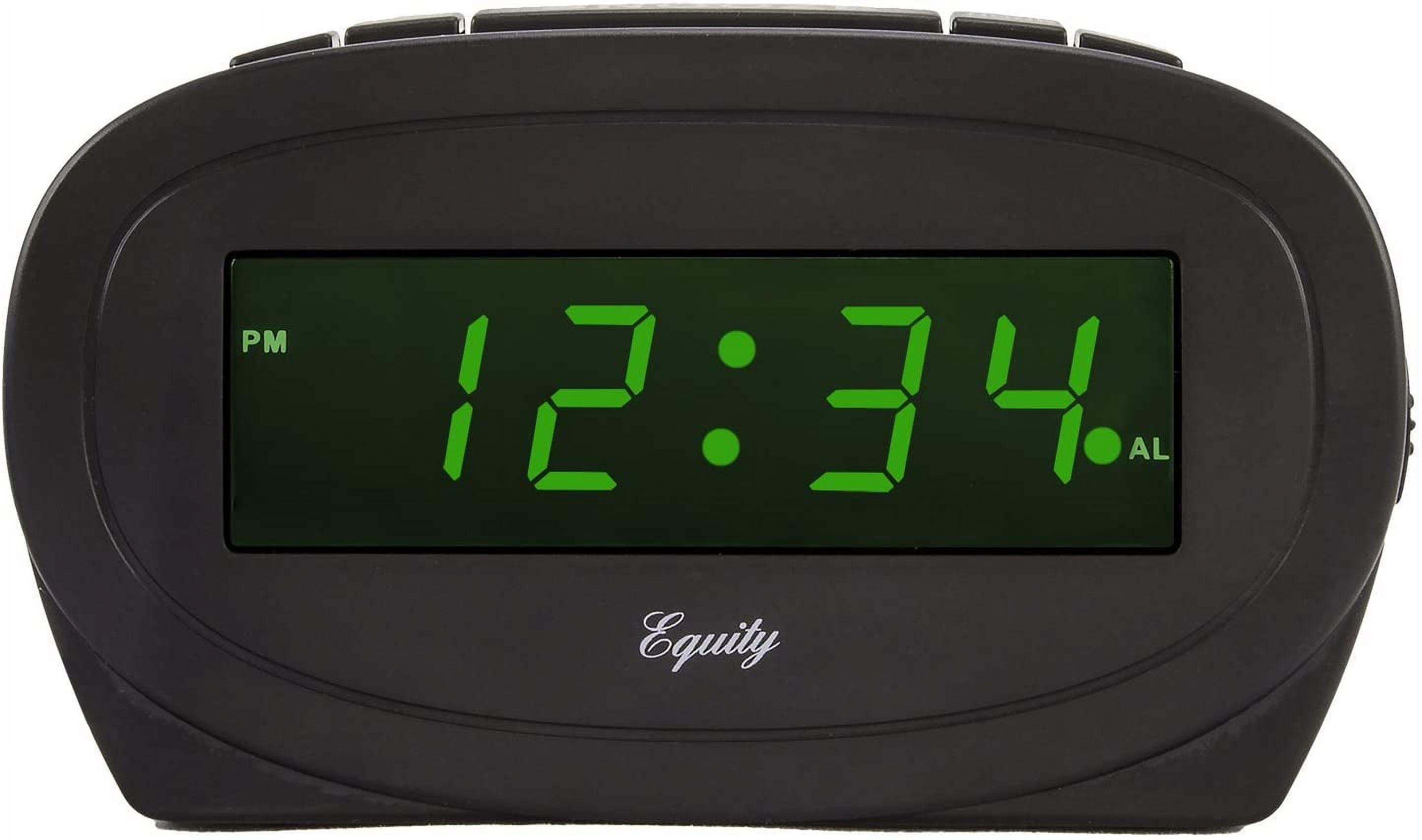 Equity 30226 Digital Green LED Electric Alarm Clock, Black