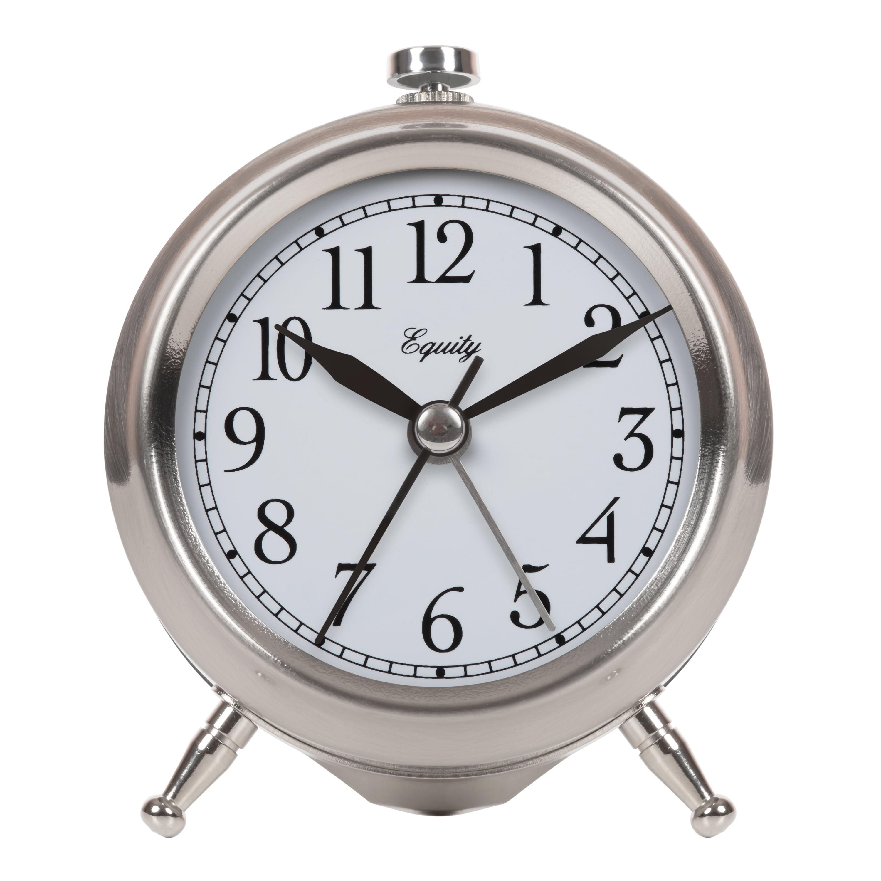 Equity 3.75" Silver Metal Quartz Analog Alarm Clock