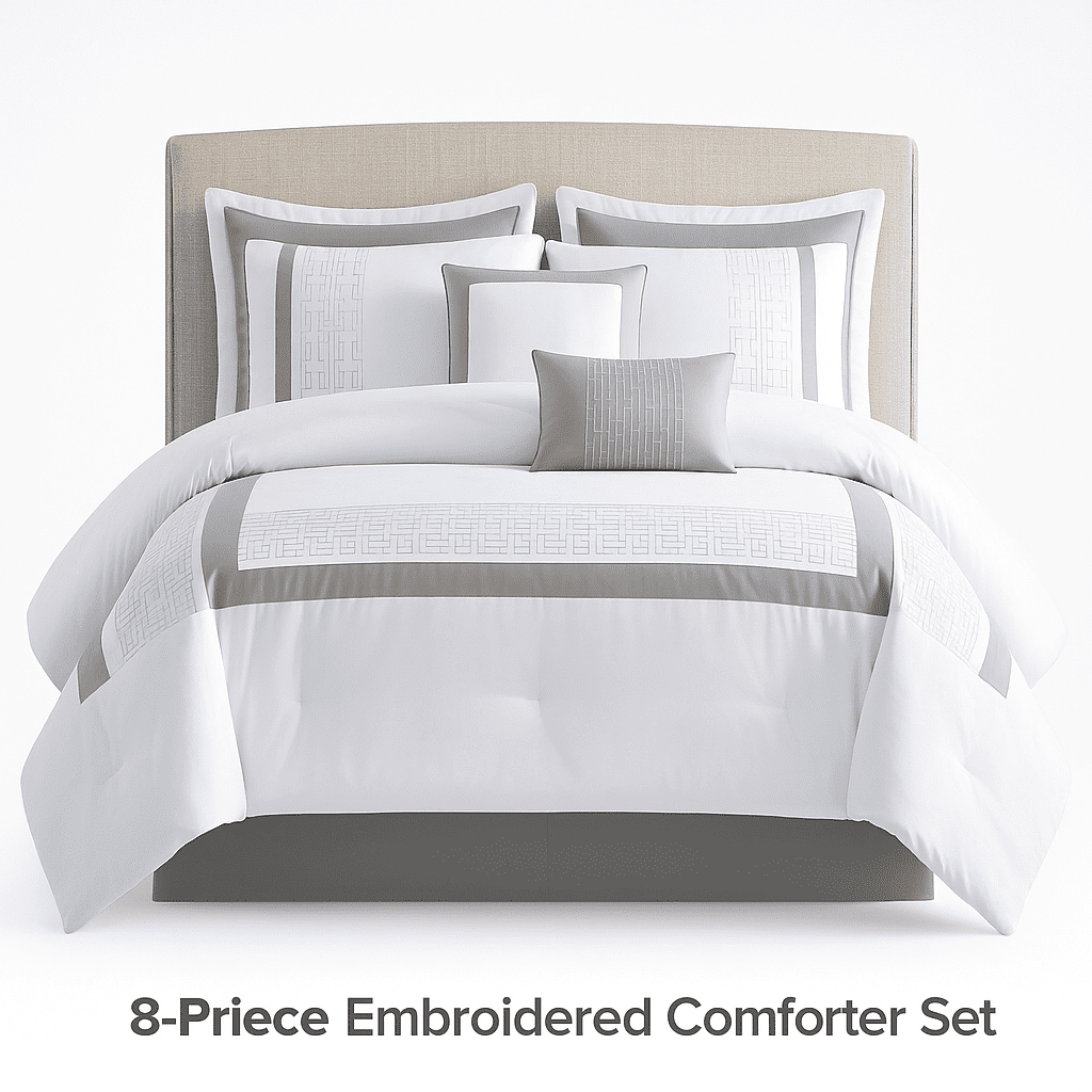 510 Design 8 Piece Embroidered Comforter Set