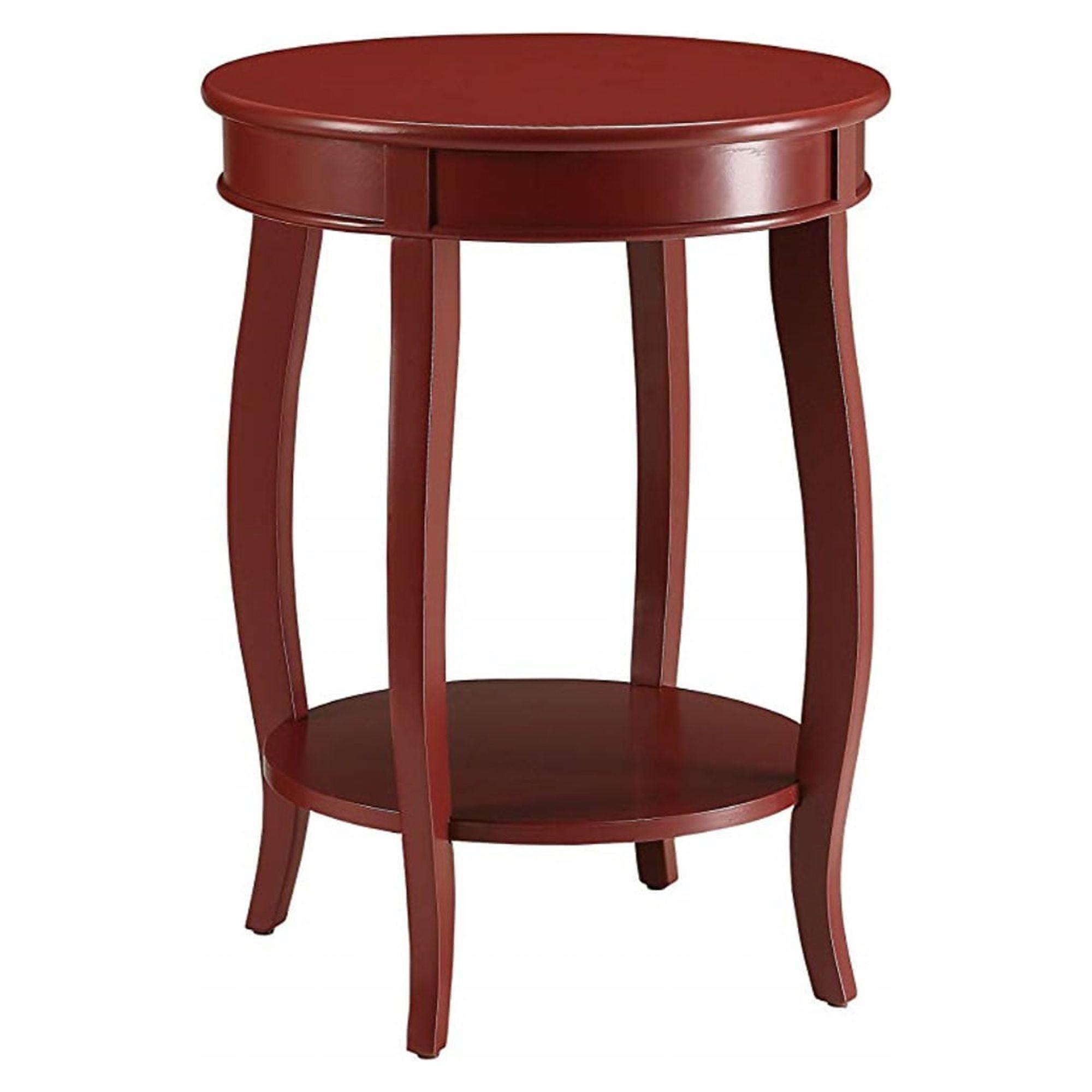 Elegant Stylized Leg Round Wood Side Table in Red