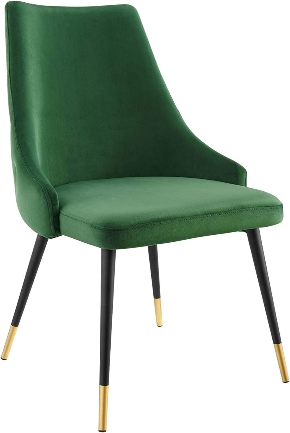 Modway Adorn Tufted Performance Velvet Accent Dining Side Chair, Emerald