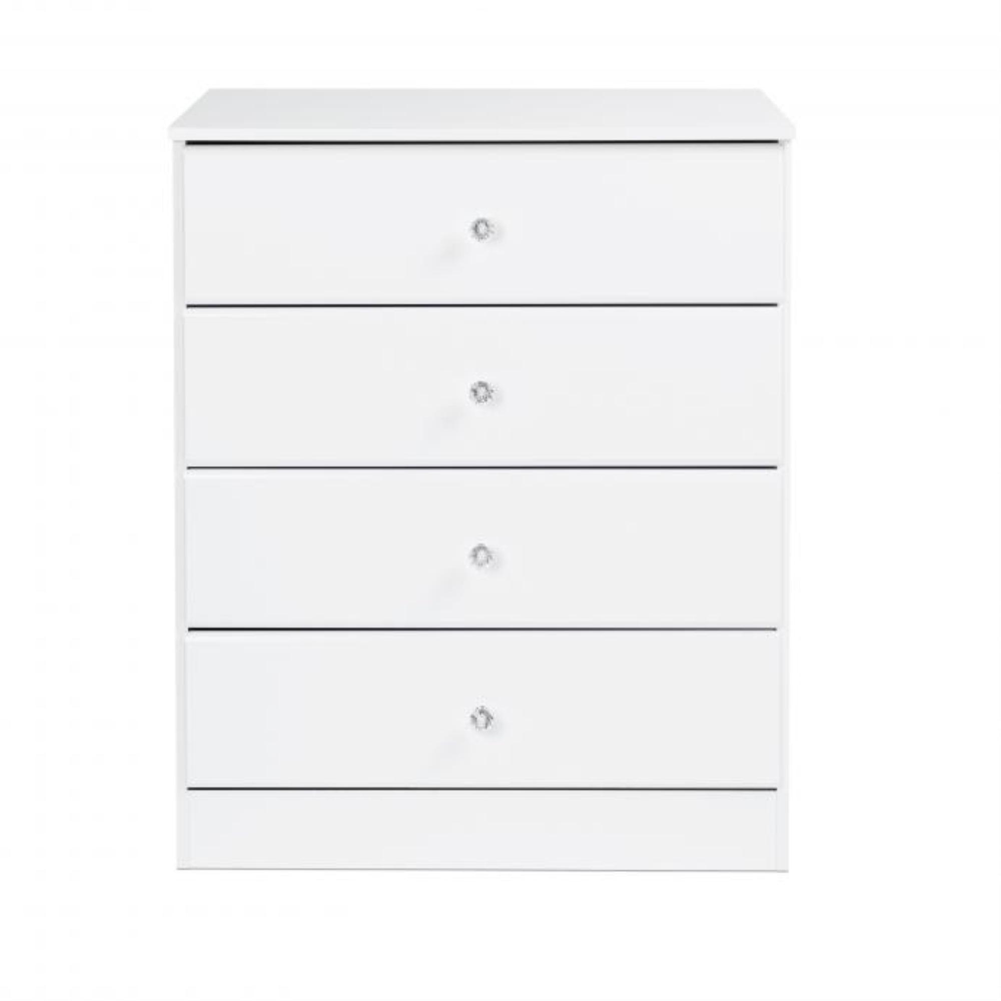 Astrid Crystal White 4-Drawer Vertical Dresser with Acrylic Knobs