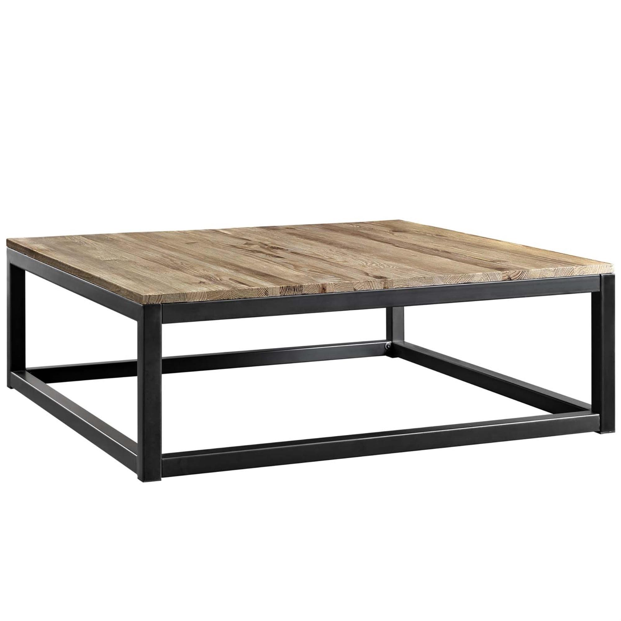 Modway Attune 44" Square Wood Top Coffee Table in Brown/Light Black