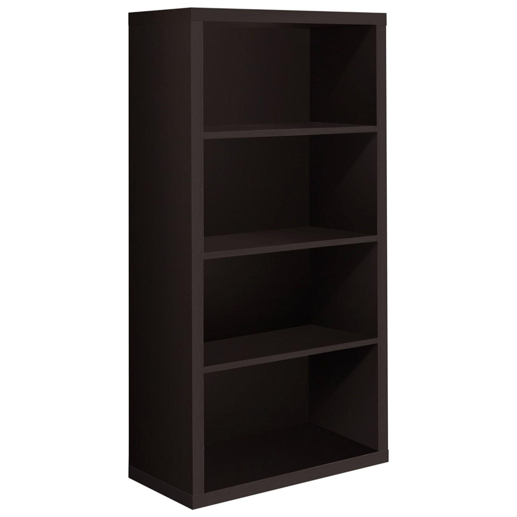 Transitional Cappuccino Wood 48" Adjustable Shelf Bookcase