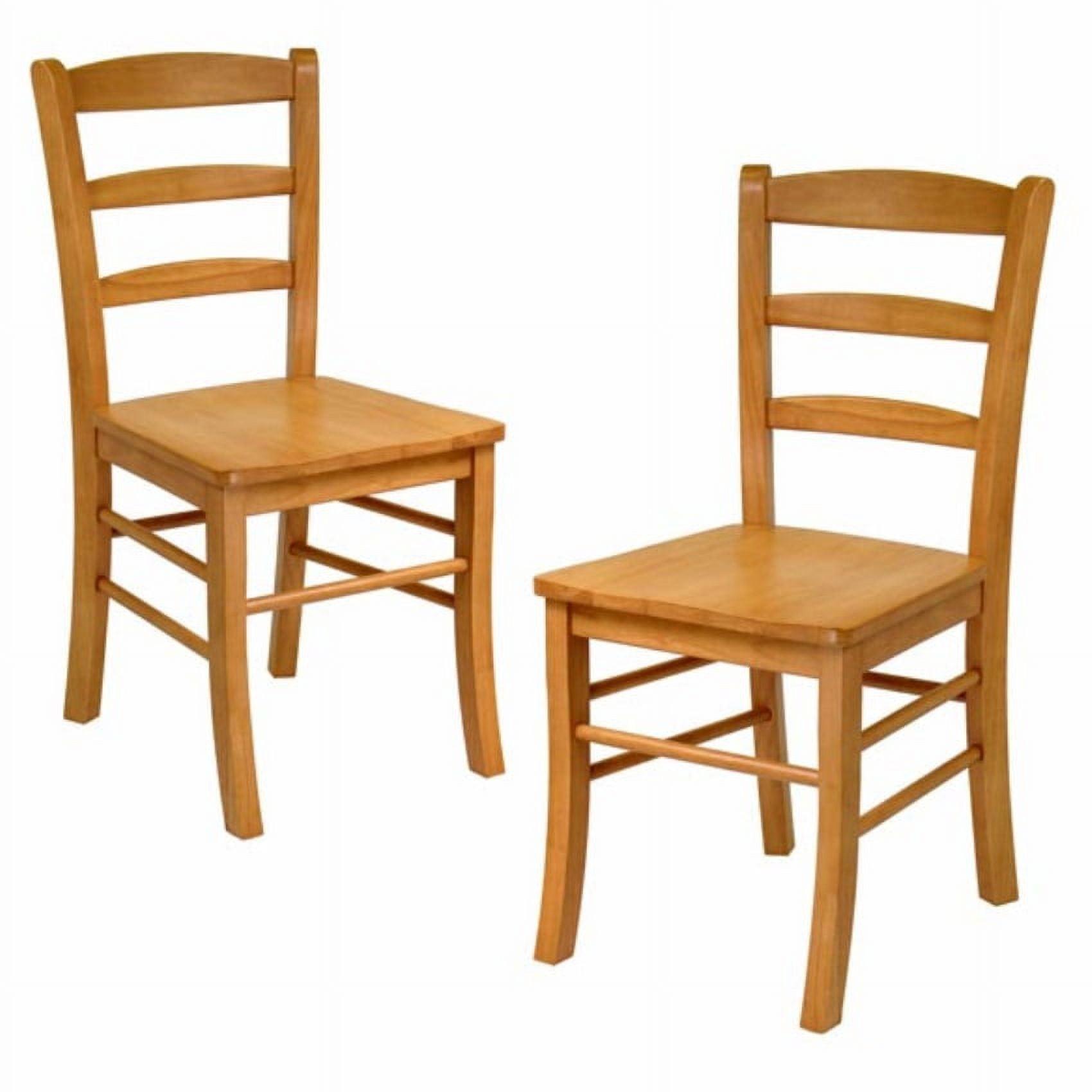 Mid-Century Modern Light Oak Ladderback Side Chair Set