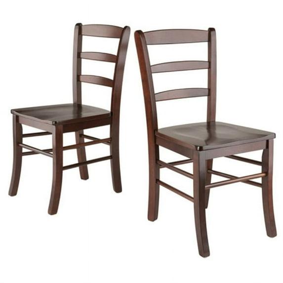 Set of 2 Ladder Back Chair Antique Walnut - Winsome: Hardwood, Non-Unupholstered, Kitchen Seating
