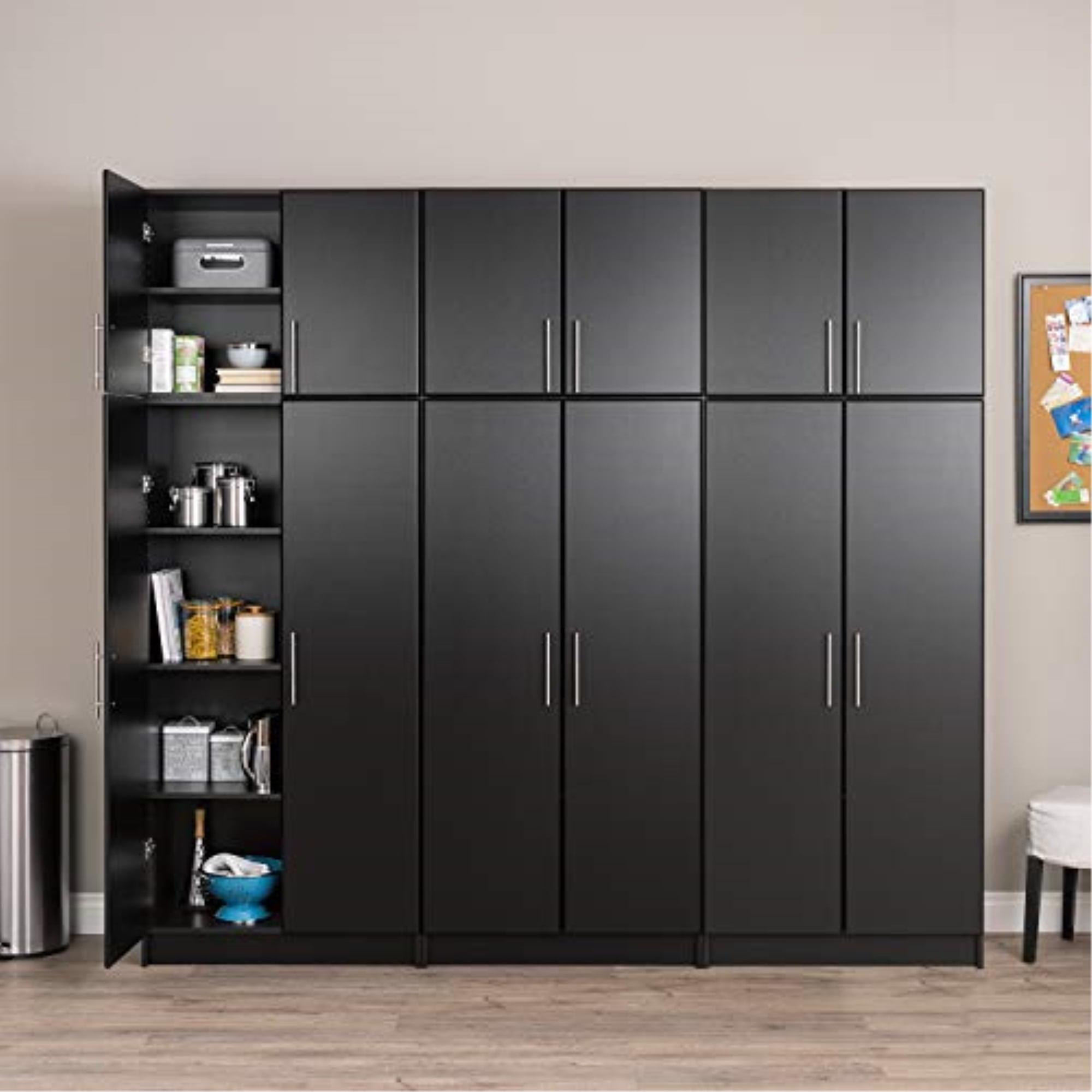 96" Elite with 6 Storage Cabinet Set Black - Prepac: MDF Laminated, 12 Shelves, Garage & Room Organizer