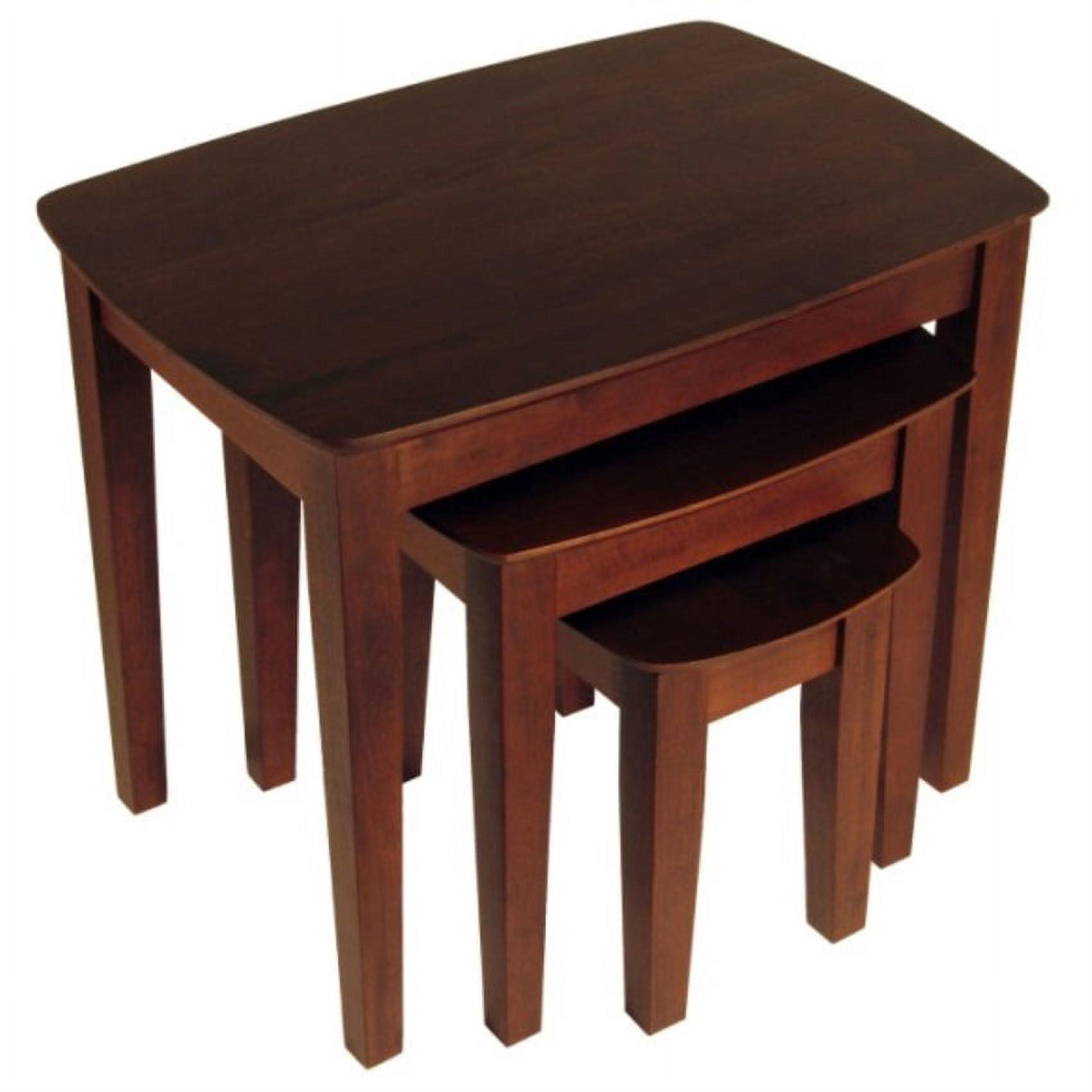 Transitional Bradley 3-Piece Walnut & Stone Nesting Table Set