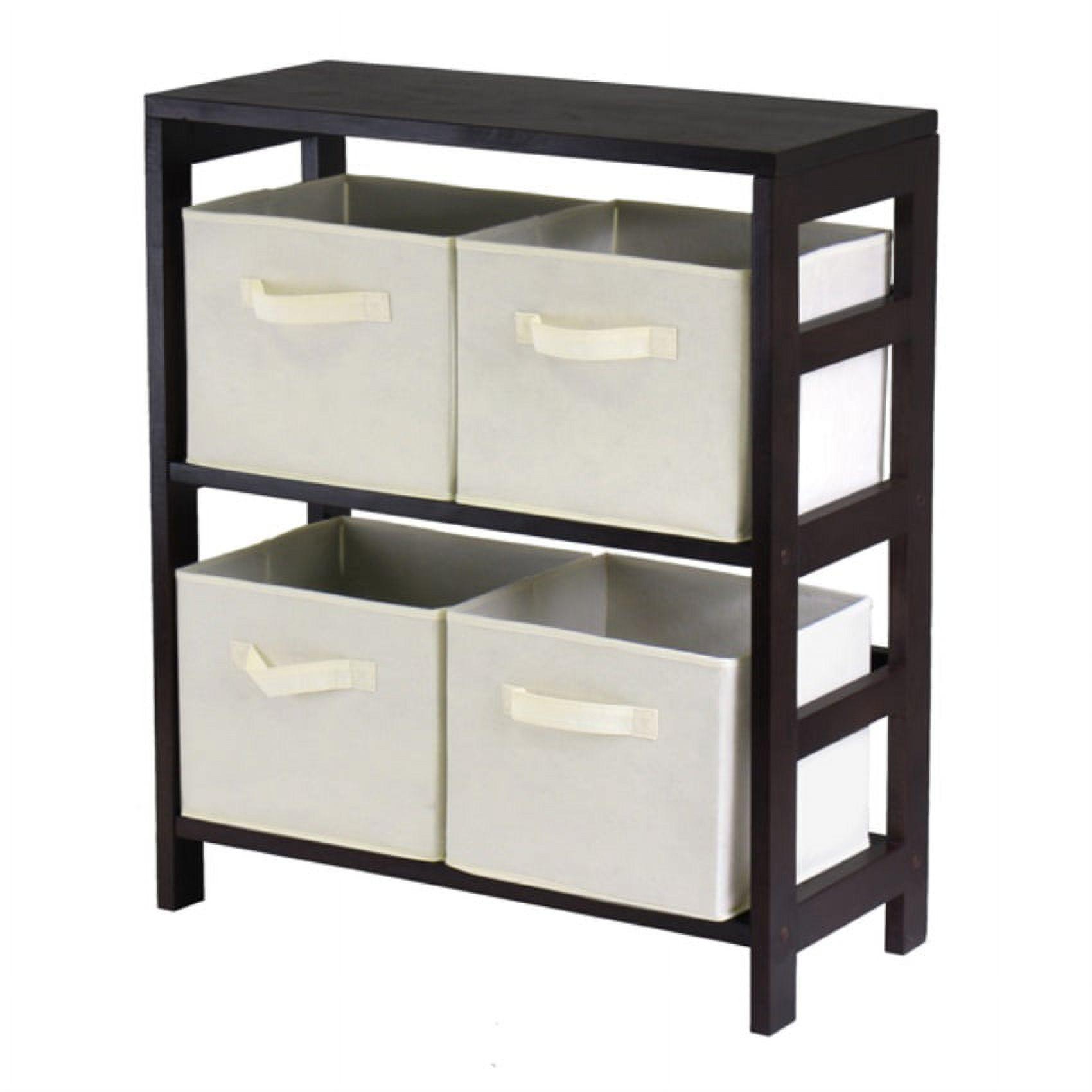 Decorative Storage Cabinets Espresso Brown - Winsome: Foldable Fabric Baskets, Solid Wood Composite