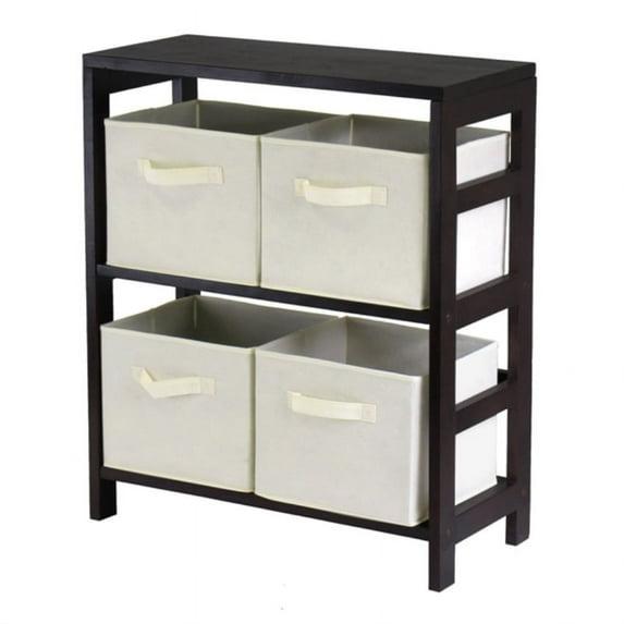 Decorative Storage Cabinets Espresso Brown - Winsome: Foldable Fabric Baskets, Solid Wood Composite