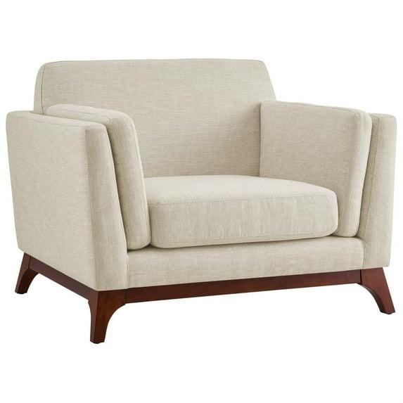 Modway Chance Upholstered Fabric Armchair Beige: Polyester, Wood Frame, Spot Clean, Modern Lounge Style