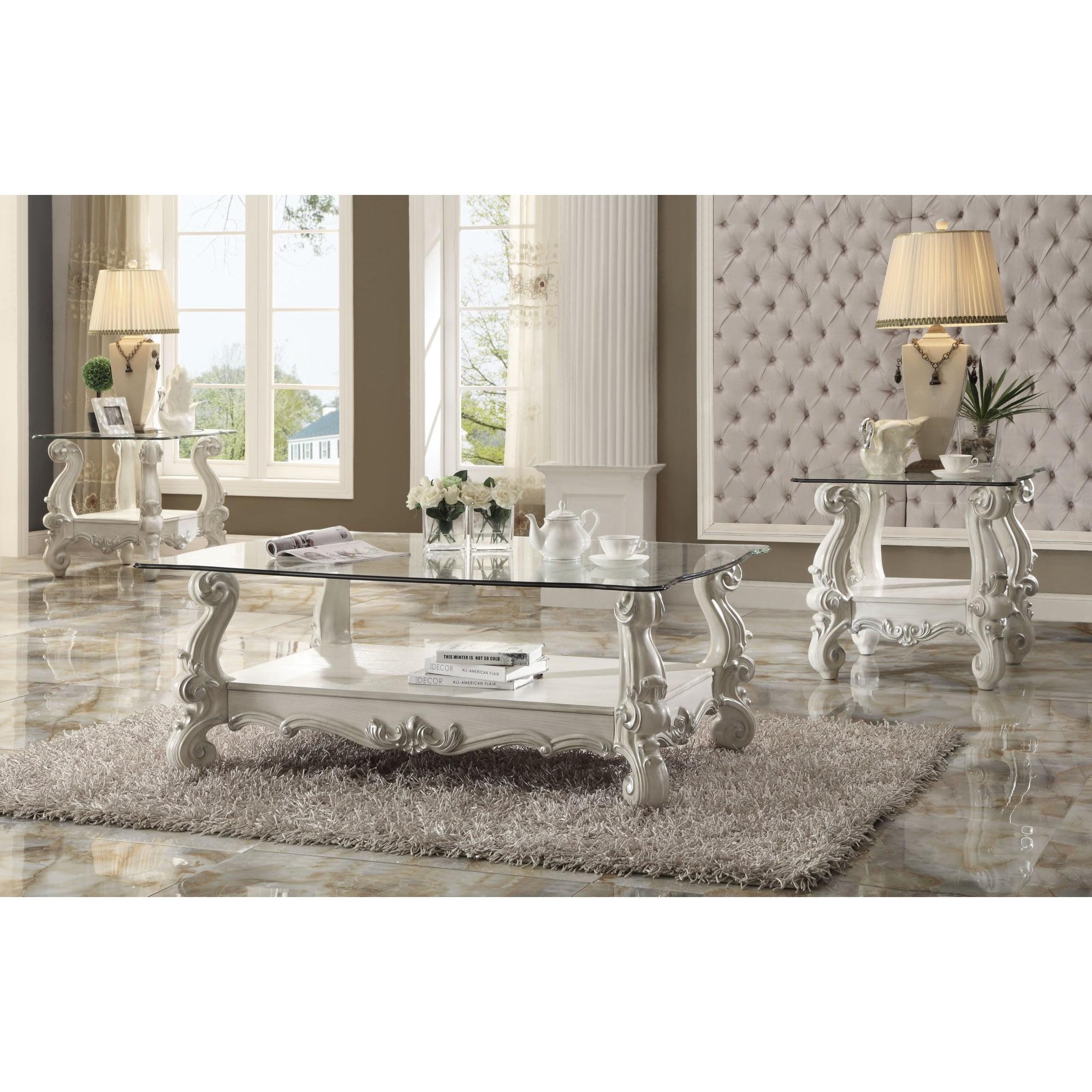 Ergode Coffee Table Bone White & Clear Glass