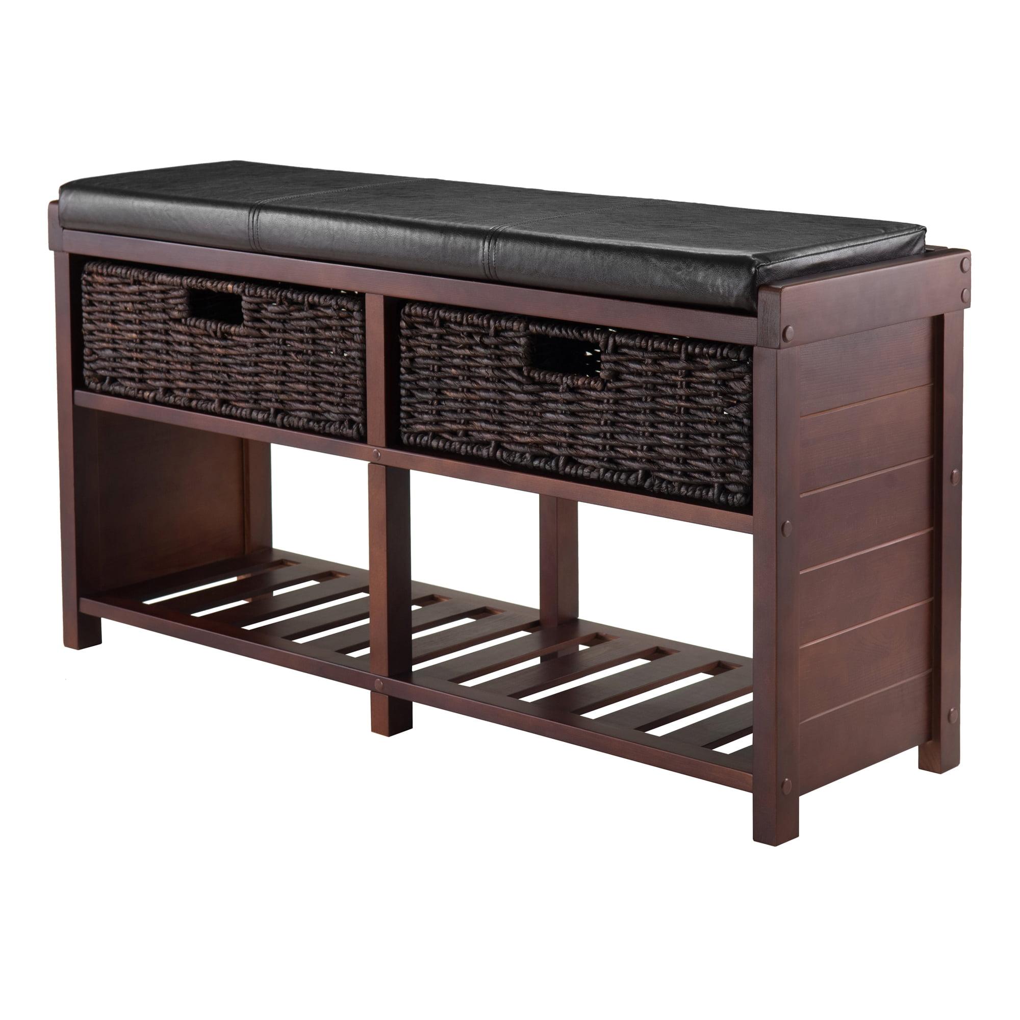 Colin Entryway Storage Bench with Cushion Cappuccino - Winsome: Upholstered Wool, Wood Legs, Spot Clean