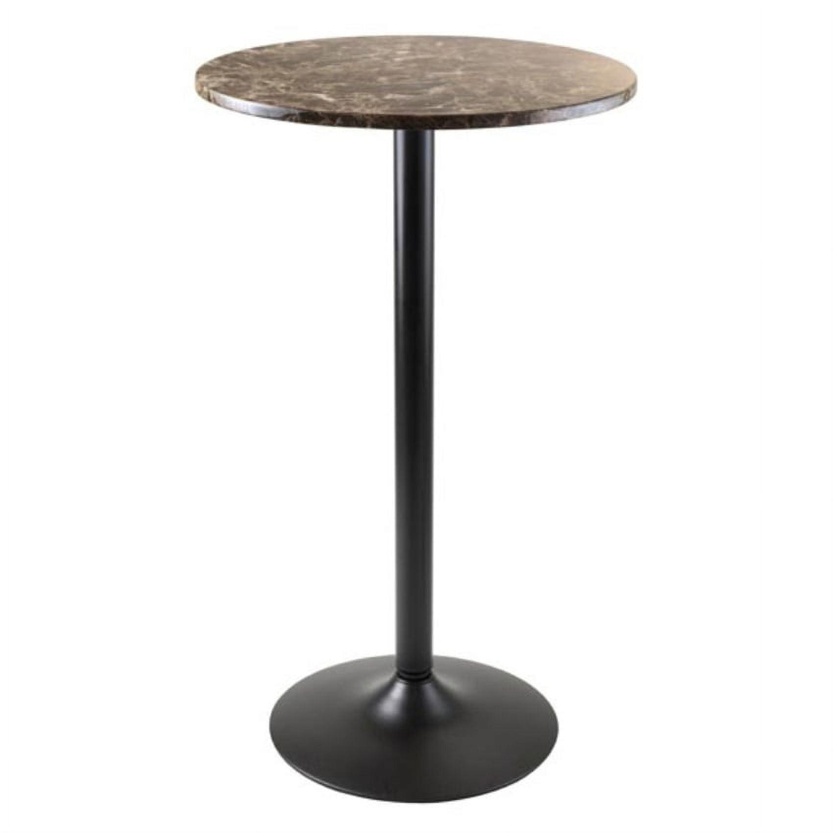 Transitional 24" Round Counter Height Faux Marble & Wood Table