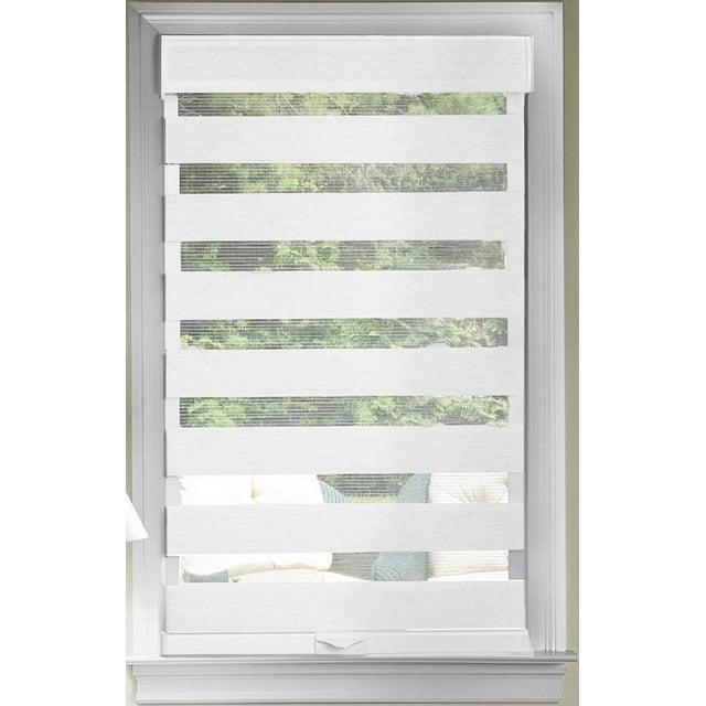 Modesta Collection White Cordless Sheer Double Layered Fabric Window Shade - 29" x 72"