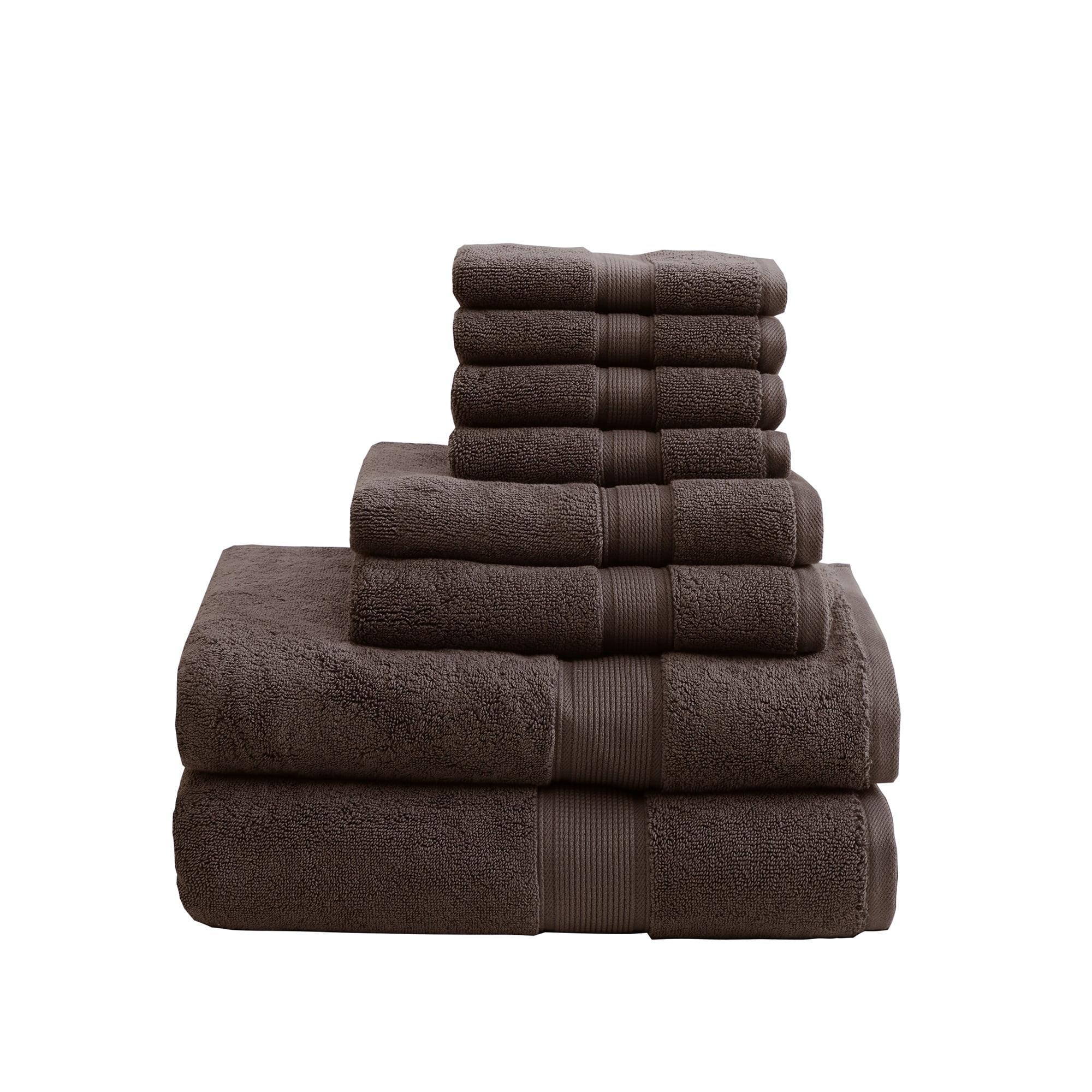 8pc Cotton Bath Towel Set Brown: Madison Park, Heavyweight Terry, OEKO-TEX Certified