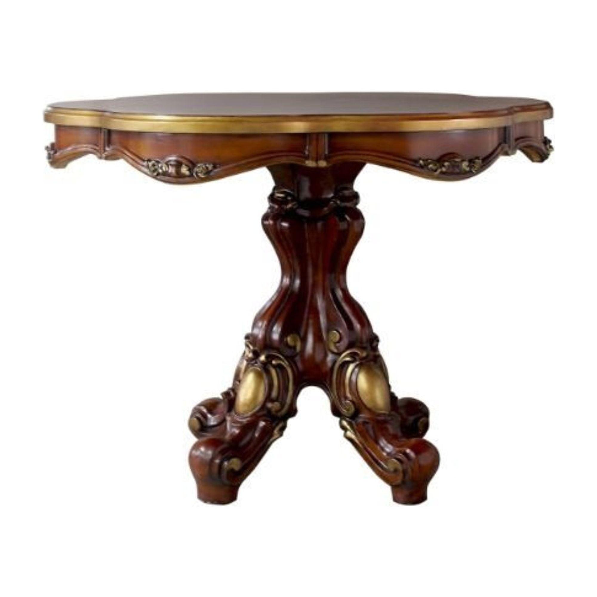 Acme Furniture 48" Picardy Accent Table Honey Oak: Elegant Scrollwork, No Assembly, Spot Clean, Wood Frame