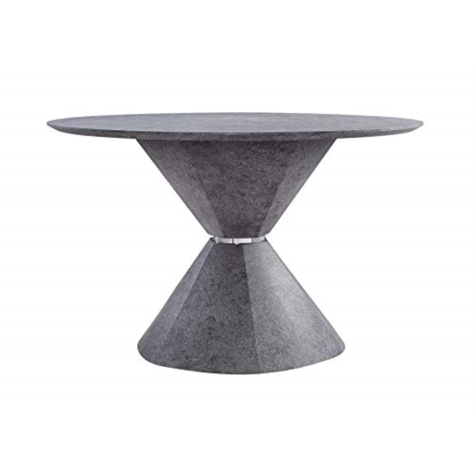 Contemporary Round Wood Dining Table with Faux Concrete Finish