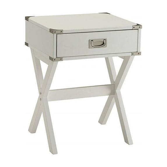 Hassch Rustic Nightstand Wood End Table Side Table with 1 Storage Drawers, White