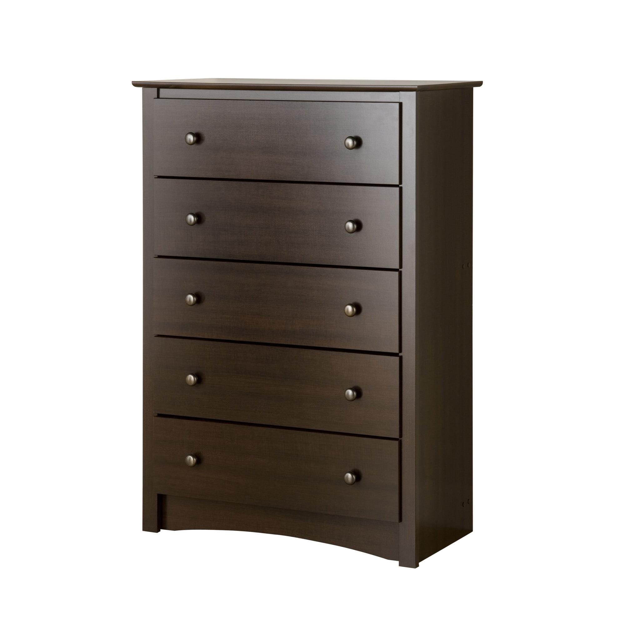 Prepac Fremont Espresso 5-Drawer Chest Dresser for Bedroom for Kids & Adults, 17.75"Dx31.5"Wx44.75"H