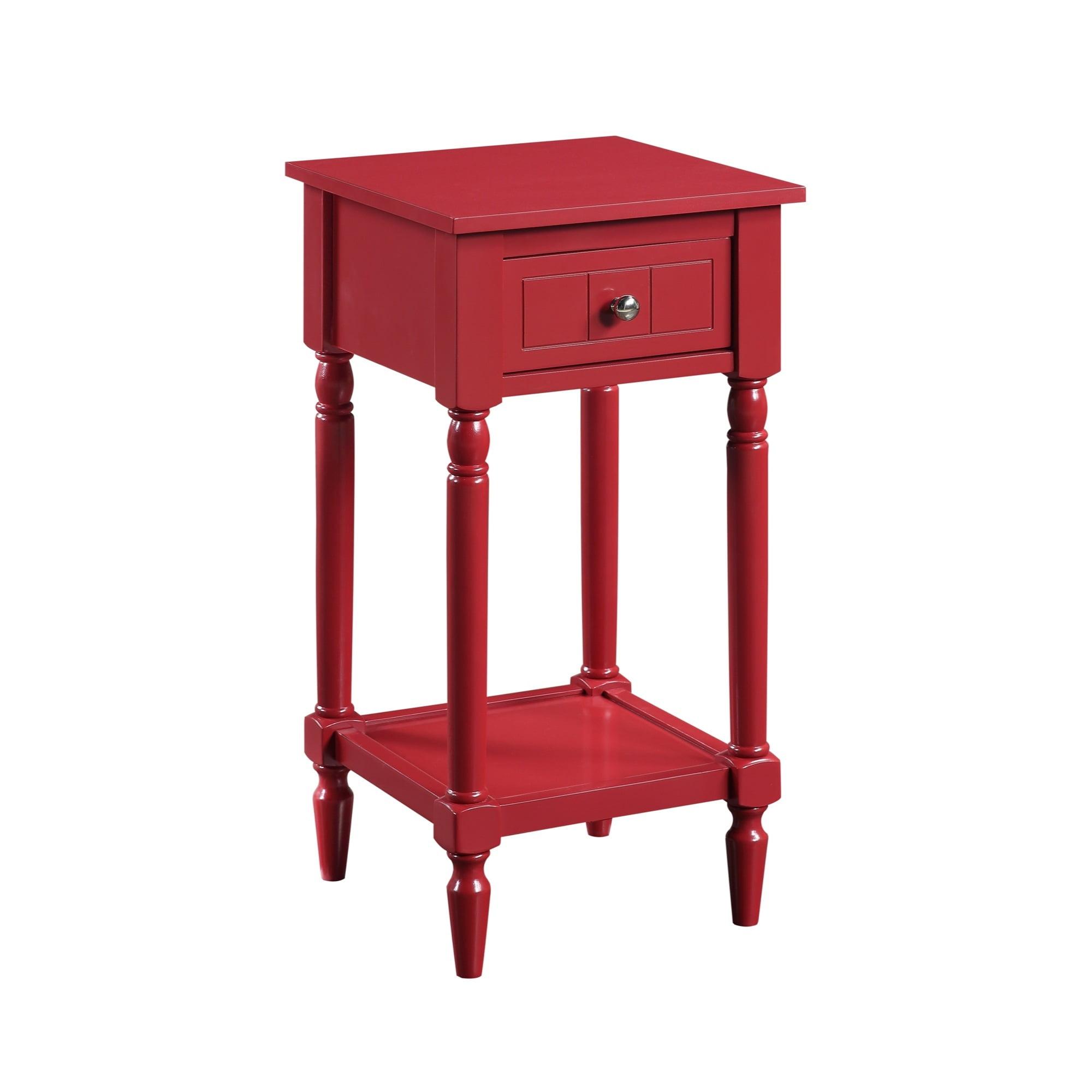 Convenience Concepts French Country Khloe 1 Drawer Accent Table with Shelf, Cranberry Red