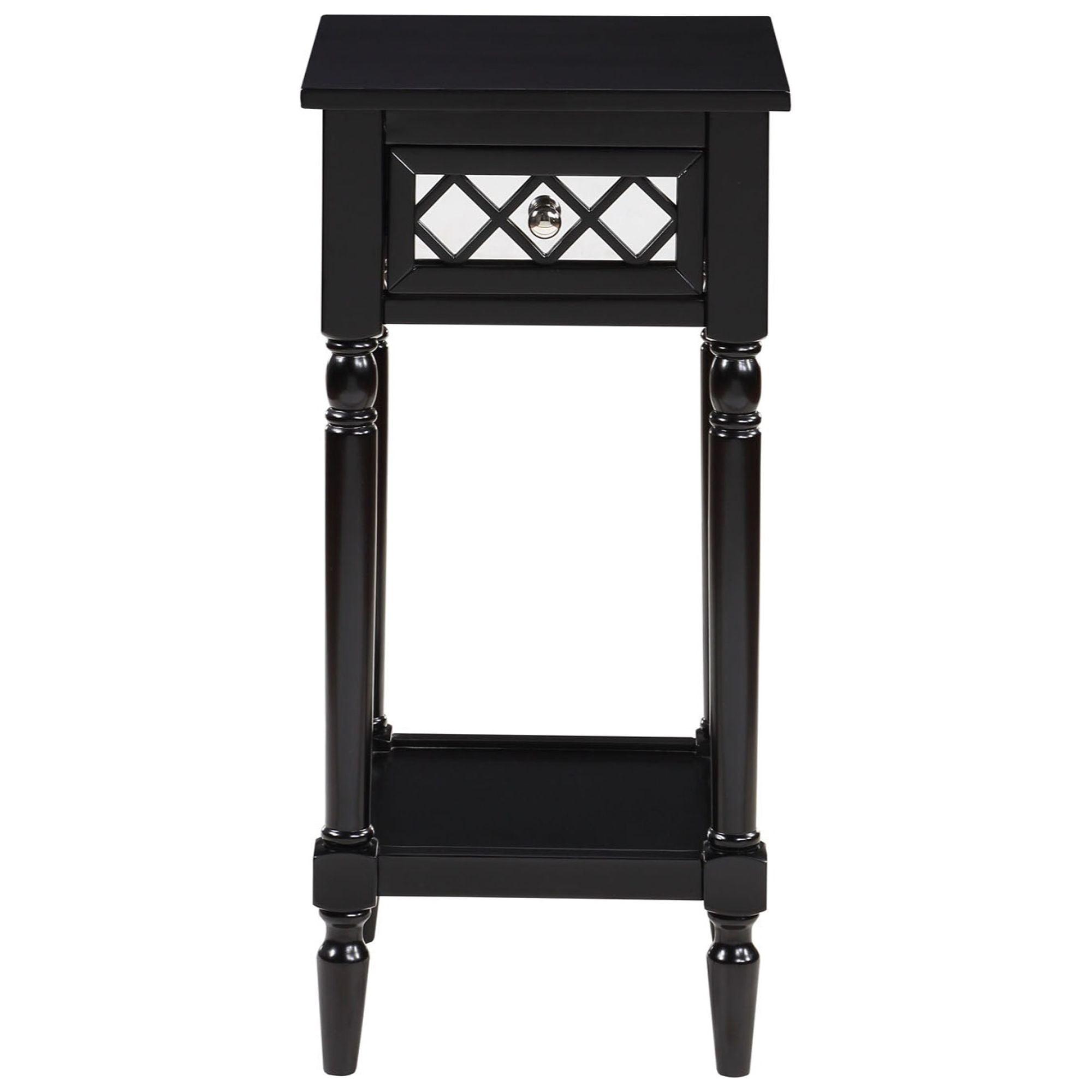 French Country Khloe Deluxe Black Wood and Metal 1-Drawer Accent Table