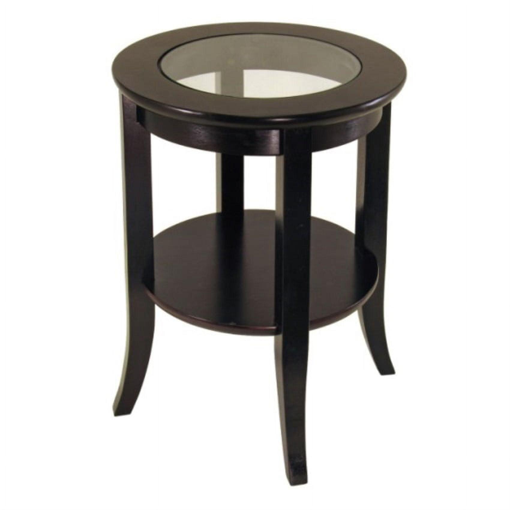 Winsome Wood Genoa Round End Table with Glass Top, Espresso Finish