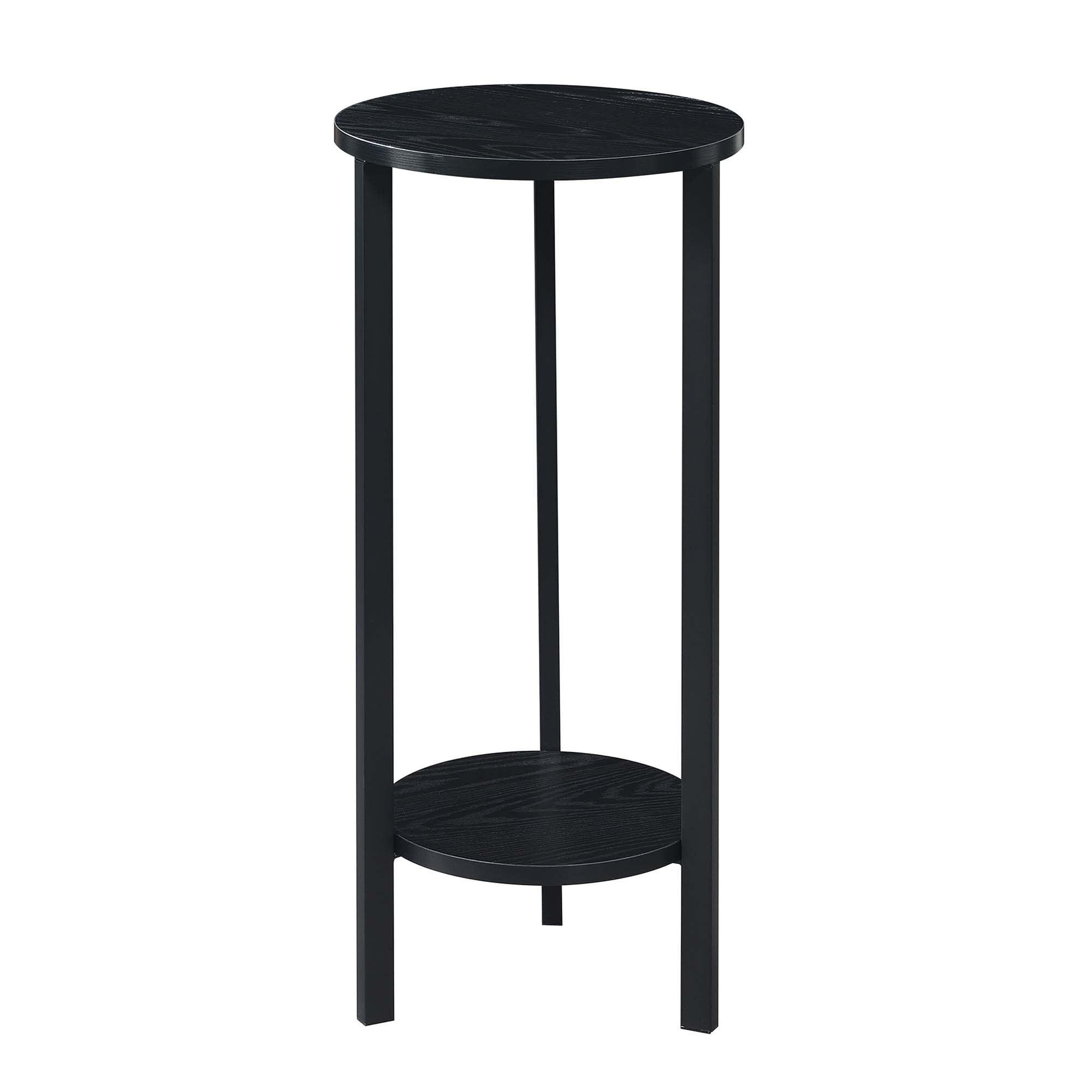 Modern Graystone 31" Black 2-Tier Metal & Particleboard Plant Stand