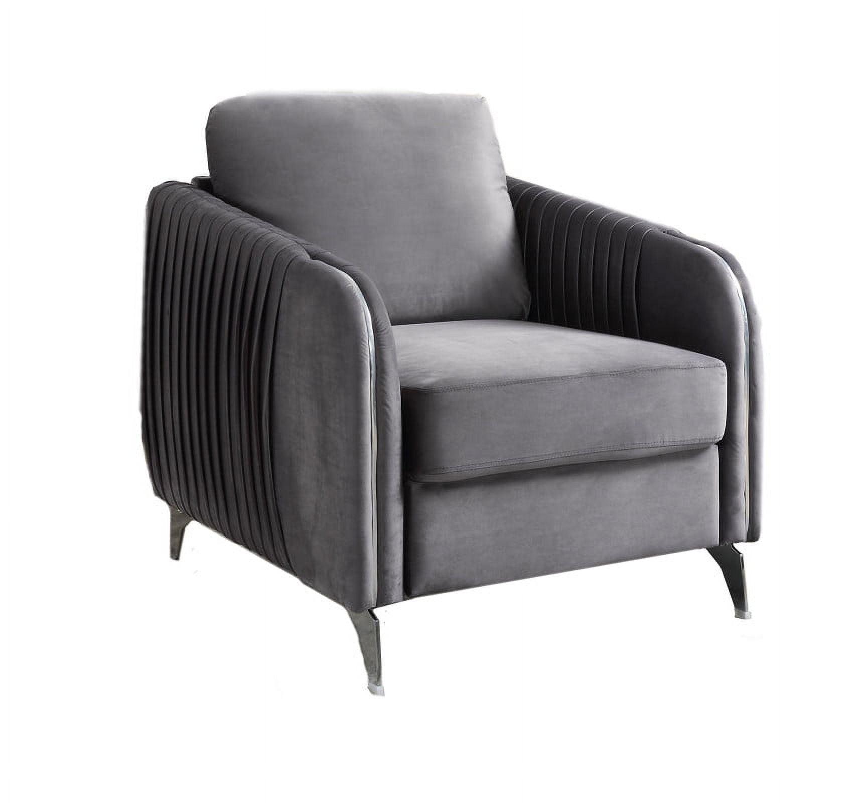 Hathaway 34" Gray Velvet Modern Chic Accent Armchair