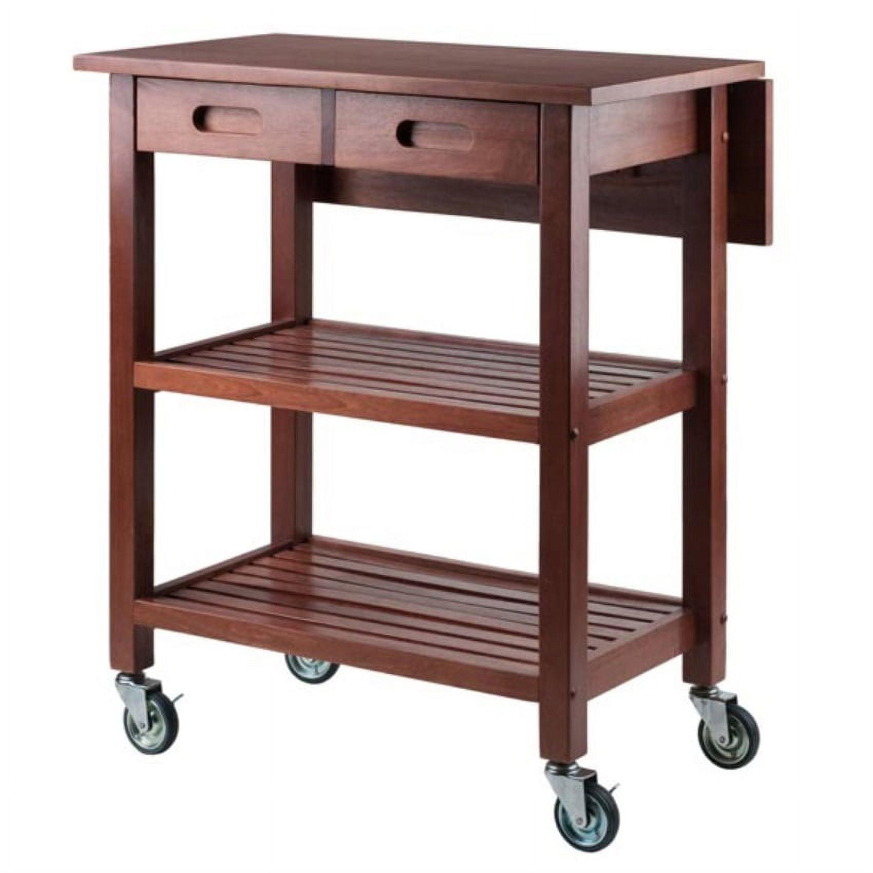 Jonathan Kitchen Cart Walnut - Winsome: Rolling Island with Storage, Wood Composite Surface