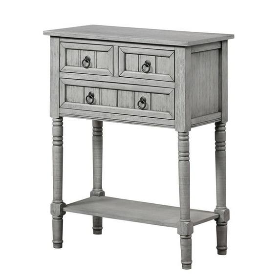 Covenience Concepts Kendra 3 Drawer Hall Table with Shelf, Wirebrush Light Gray