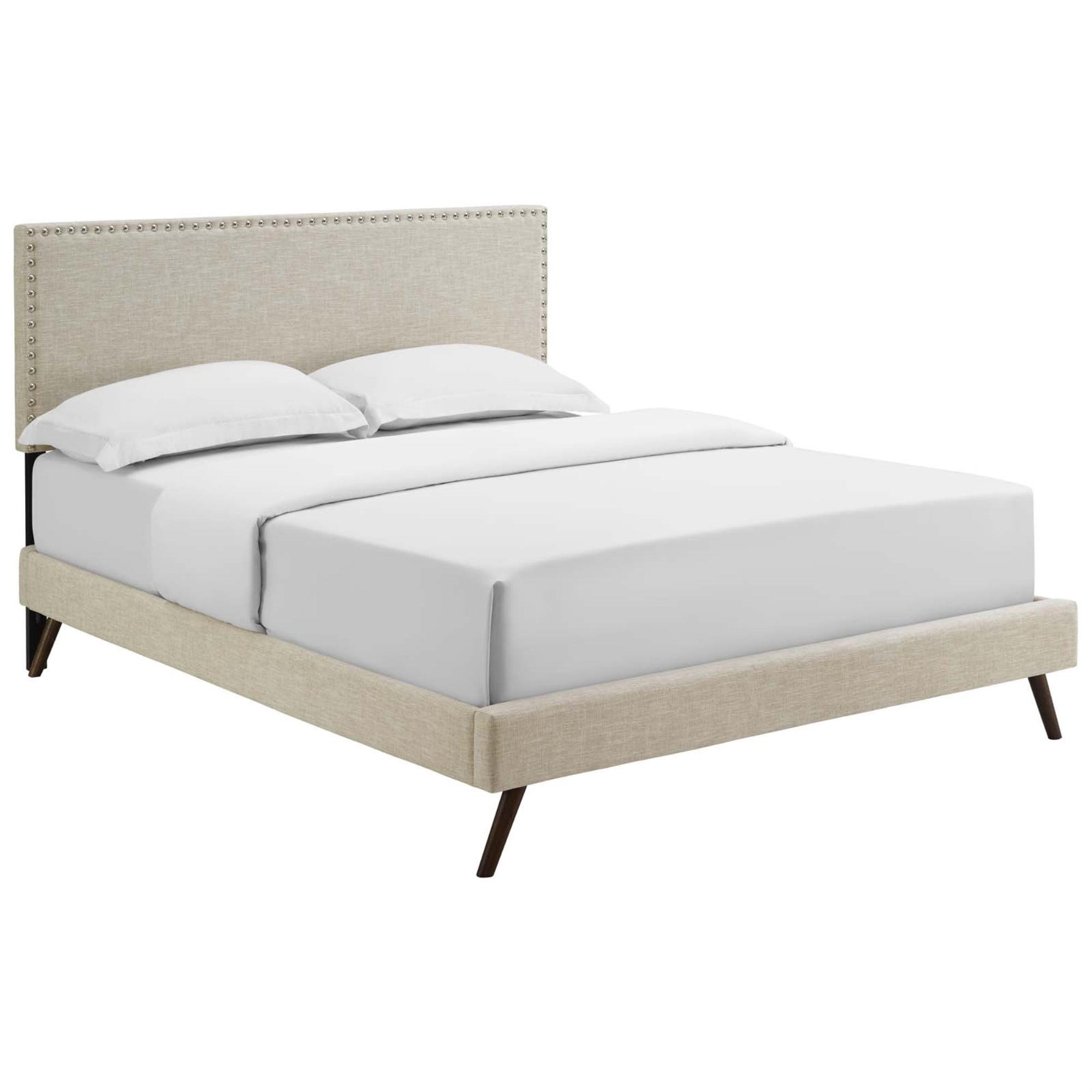 Modway Macie Queen Fabric Platform Bed with Round Splayed Legs