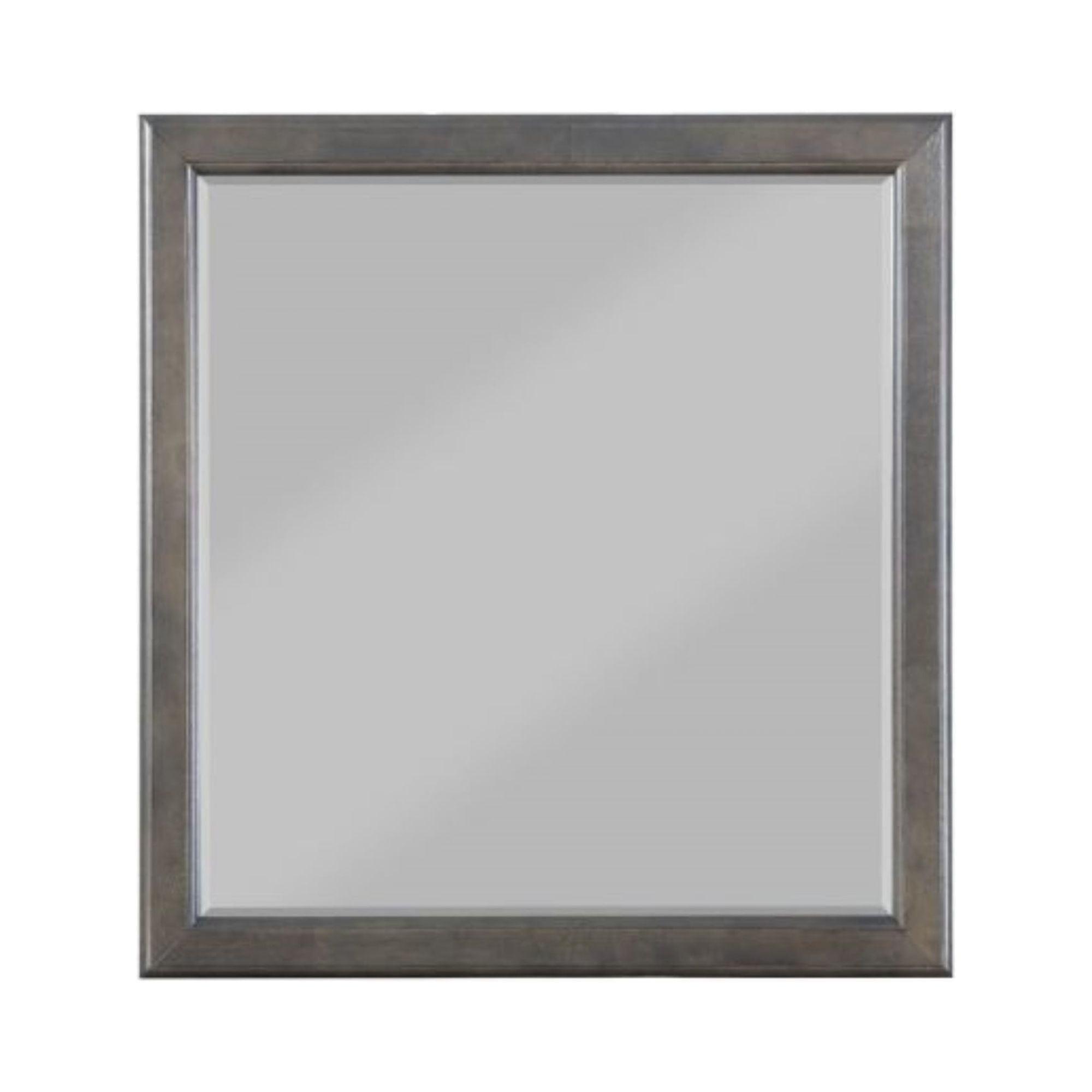 Classic Gray Rectangular Wooden Wall Mirror