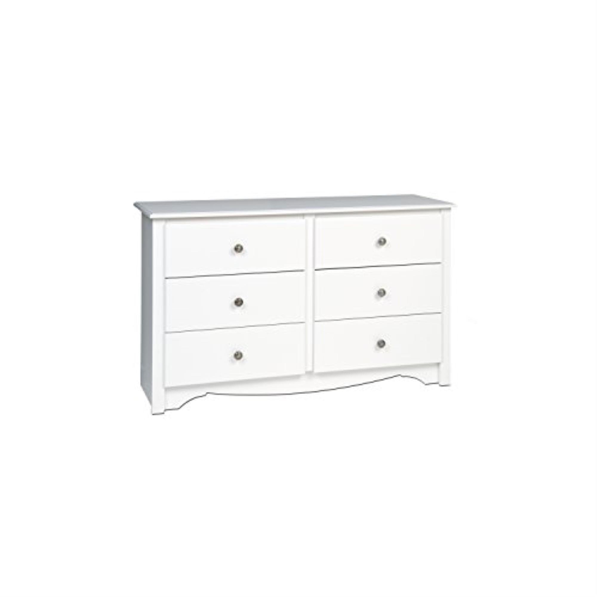 Compact Monterey 6-Drawer Nursery Dresser in White with Deep Storage