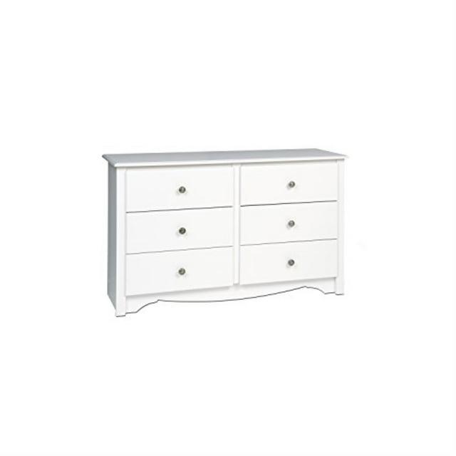 Prepac Monterey Dresser White: 6-Drawer Storage, Wood Composite, Bedroom Furniture, 29"H x 48"W
