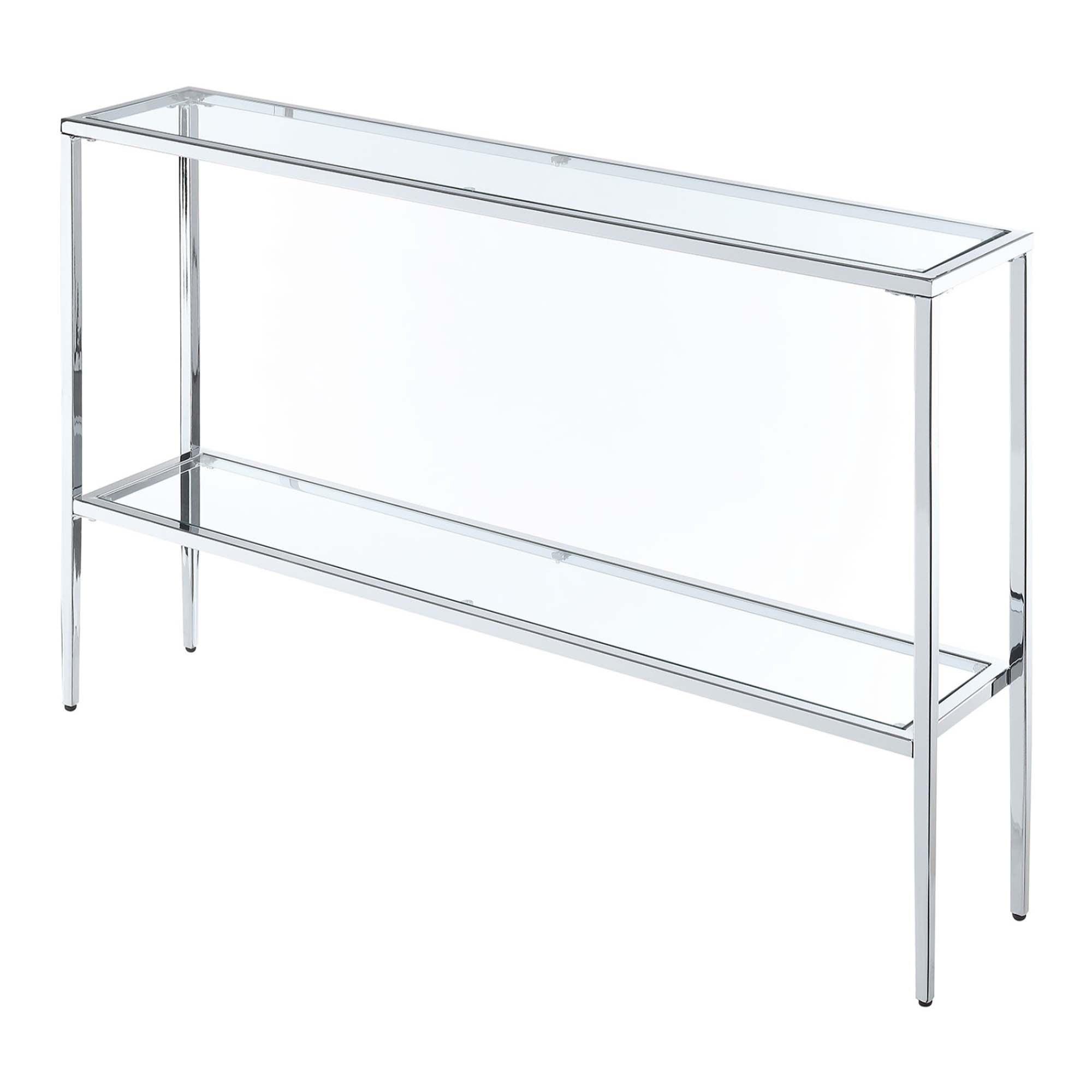 Convenience Concepts Nadia Chrome Console Table with Shelf, Glass/Chrome