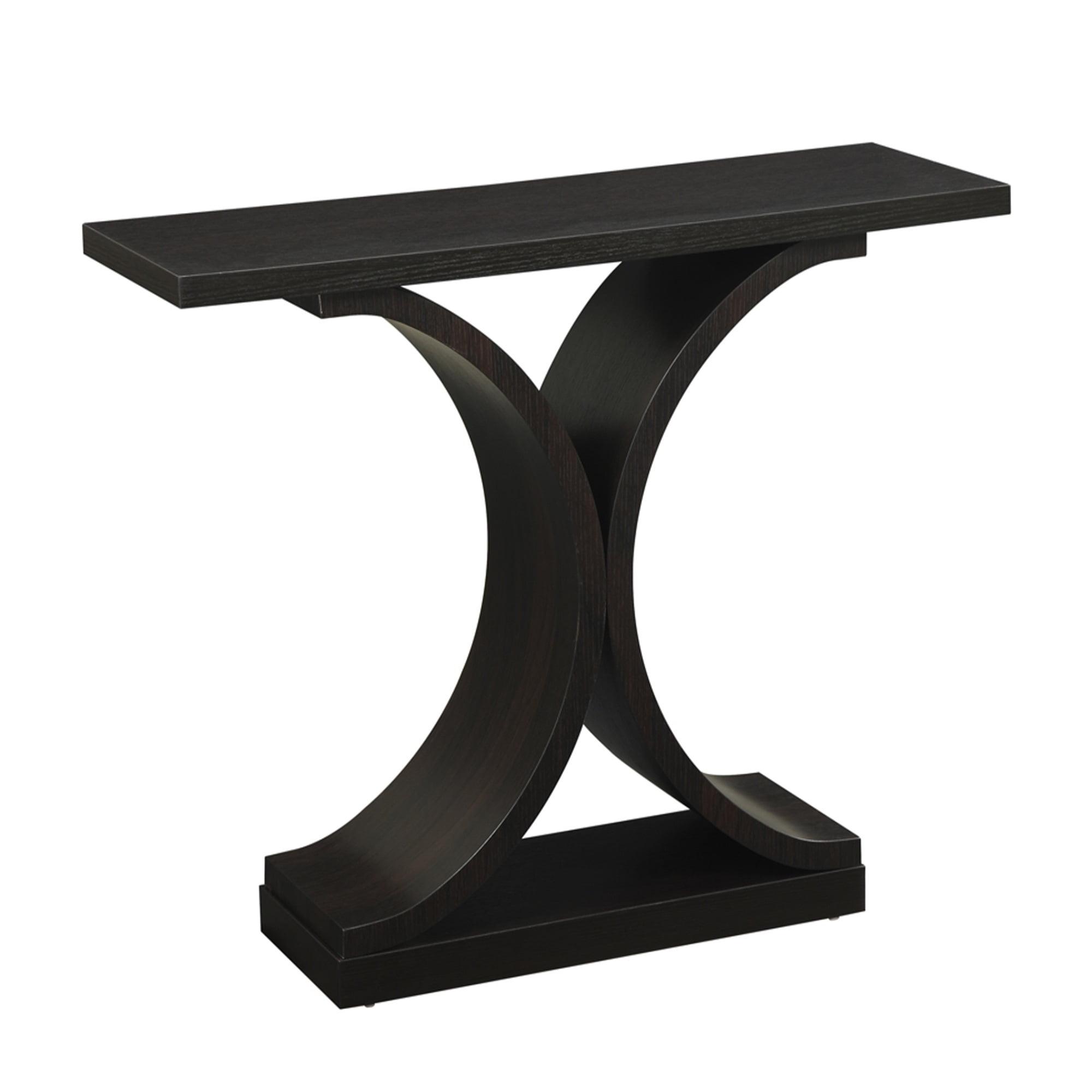 Espresso Wood Demilune Console Table with Curved Base