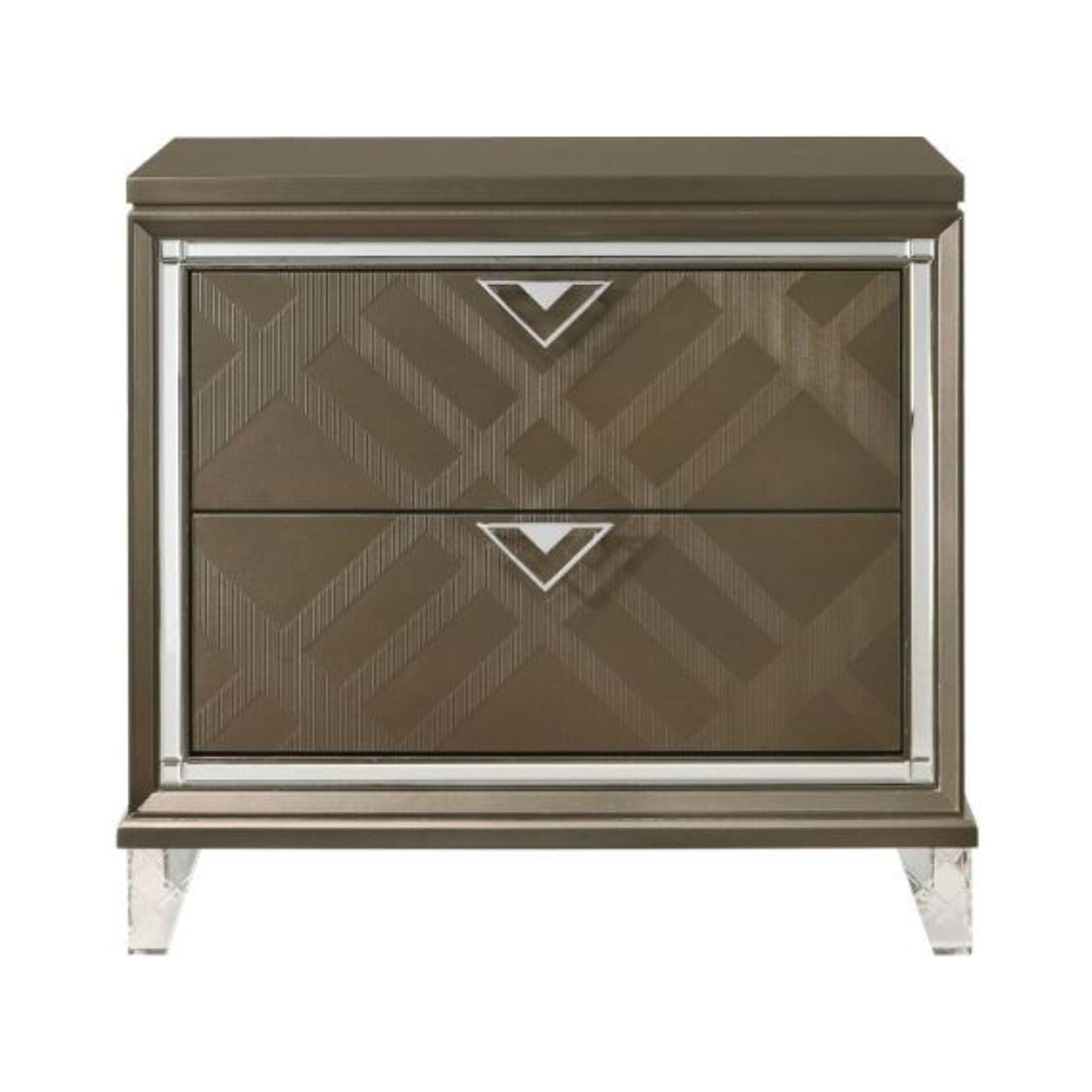 Skylar 32.9" Dark Champagne Retro Nightstand with Acrylic Legs